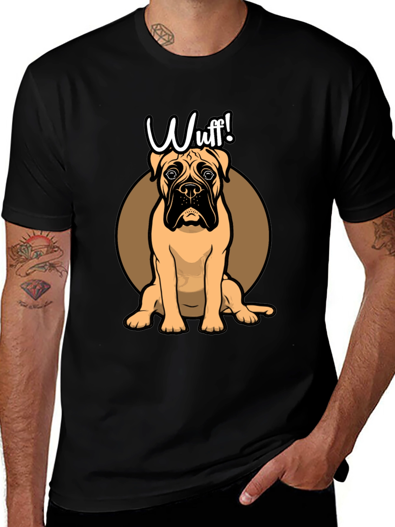 Variant 15 of Cute Bulldog 'Wuff!' Graphic Print T-Shirt