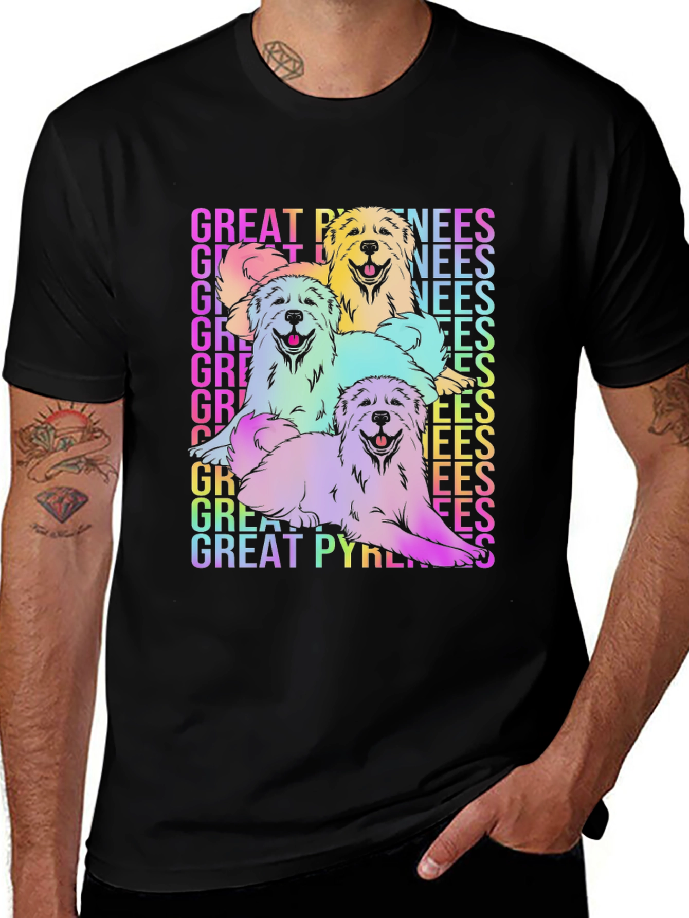 Great Pyrenees Dog Breed T-Shirt, Colorful Graphic Tee