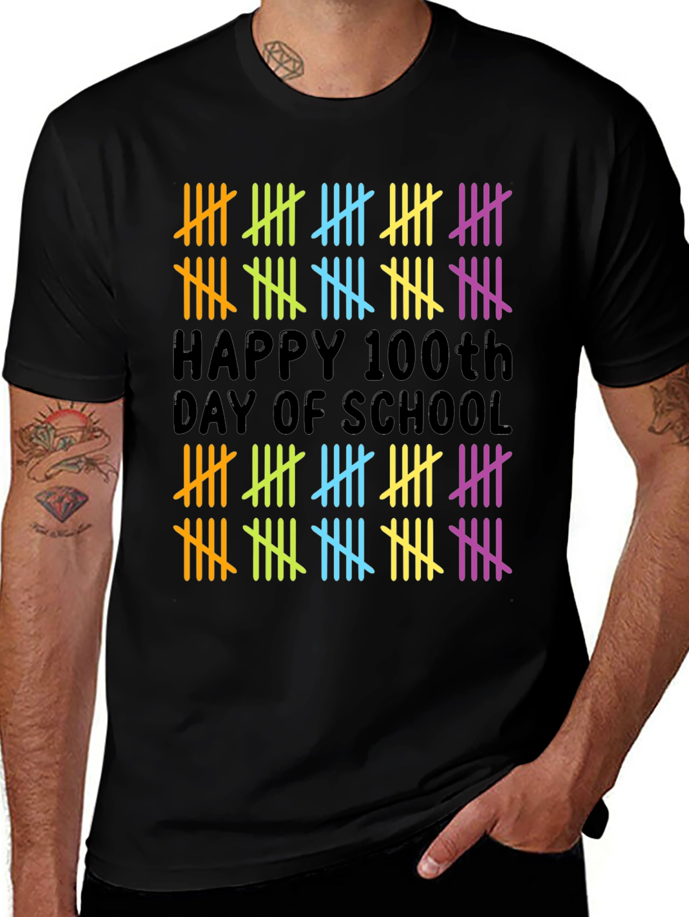 Happy 100th Day of School Tally Marks Teacher Shirt