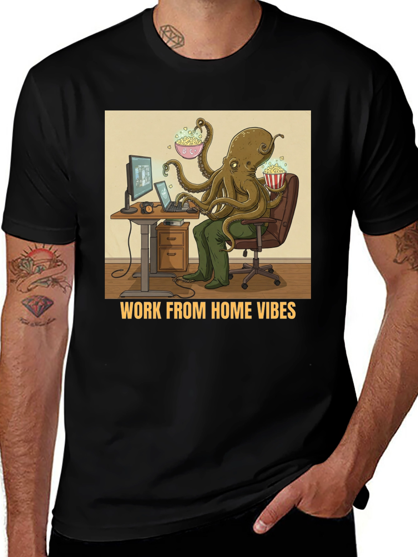 Variant 6 of Work From Home Vibes Octopus T-Shirt