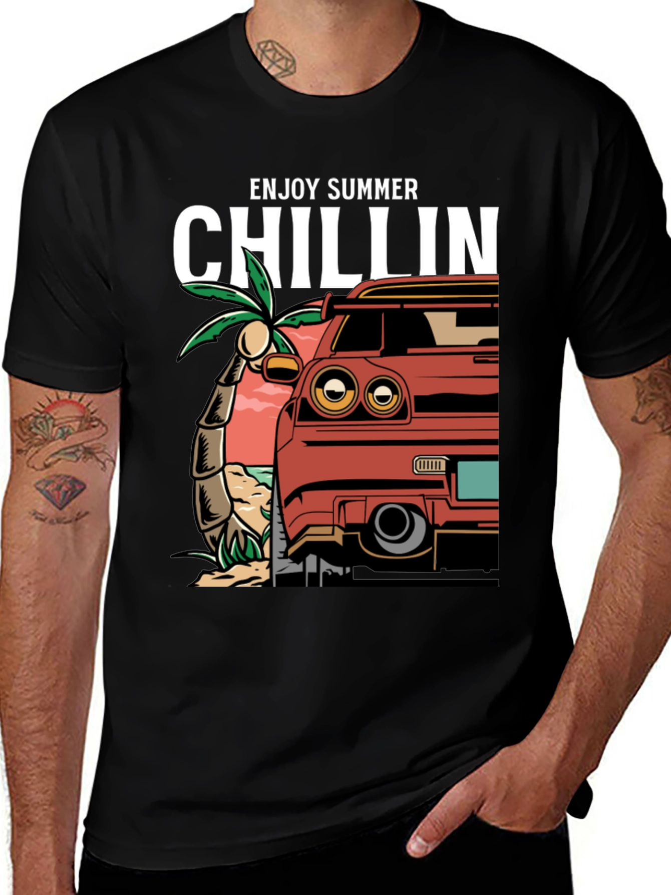 Variant 13 of Enjoy Summer Chillin' Black Graphic T-Shirt