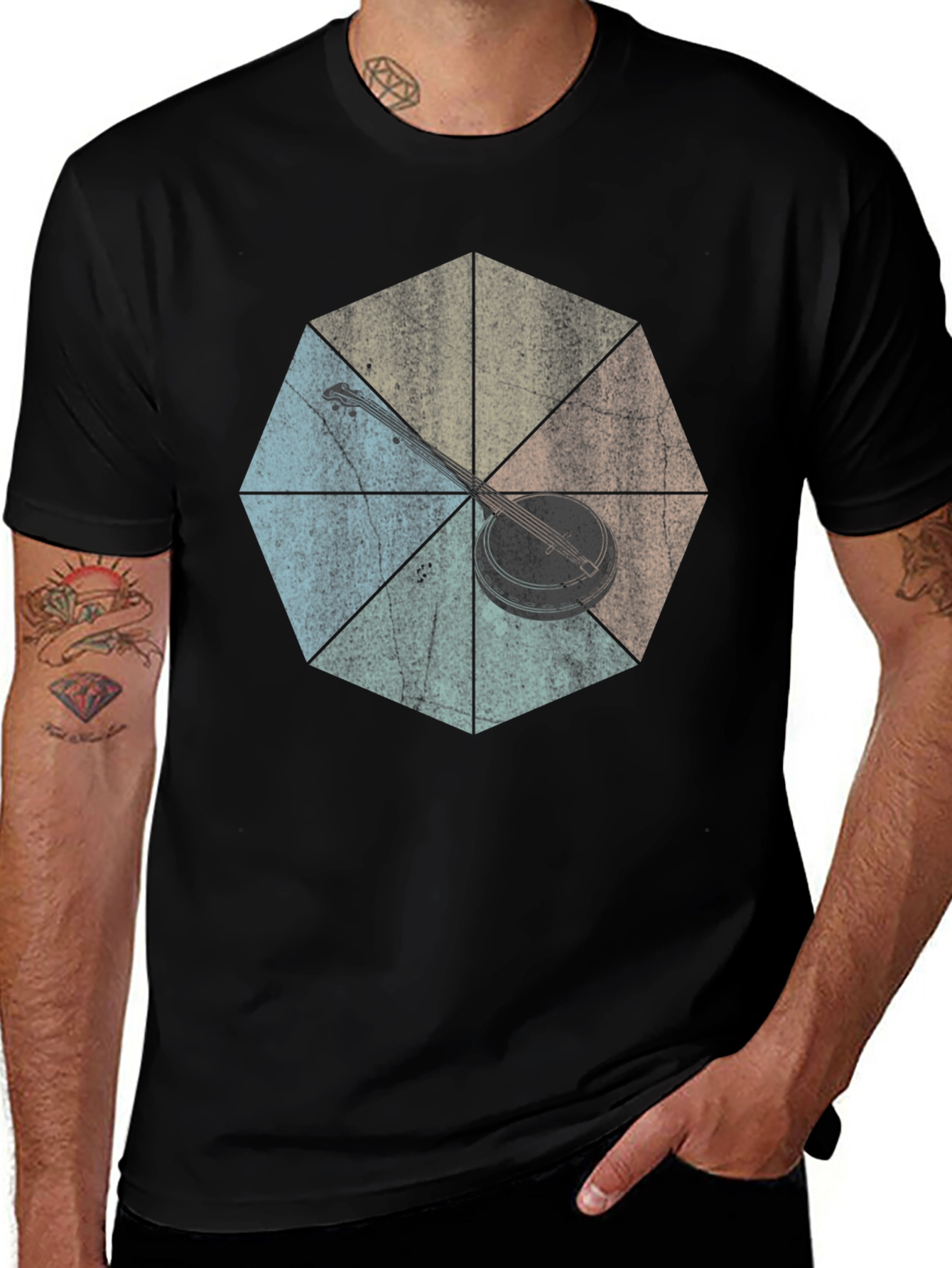 Banjo Octagon Graphic Tee - Cool Music Lover Shirt