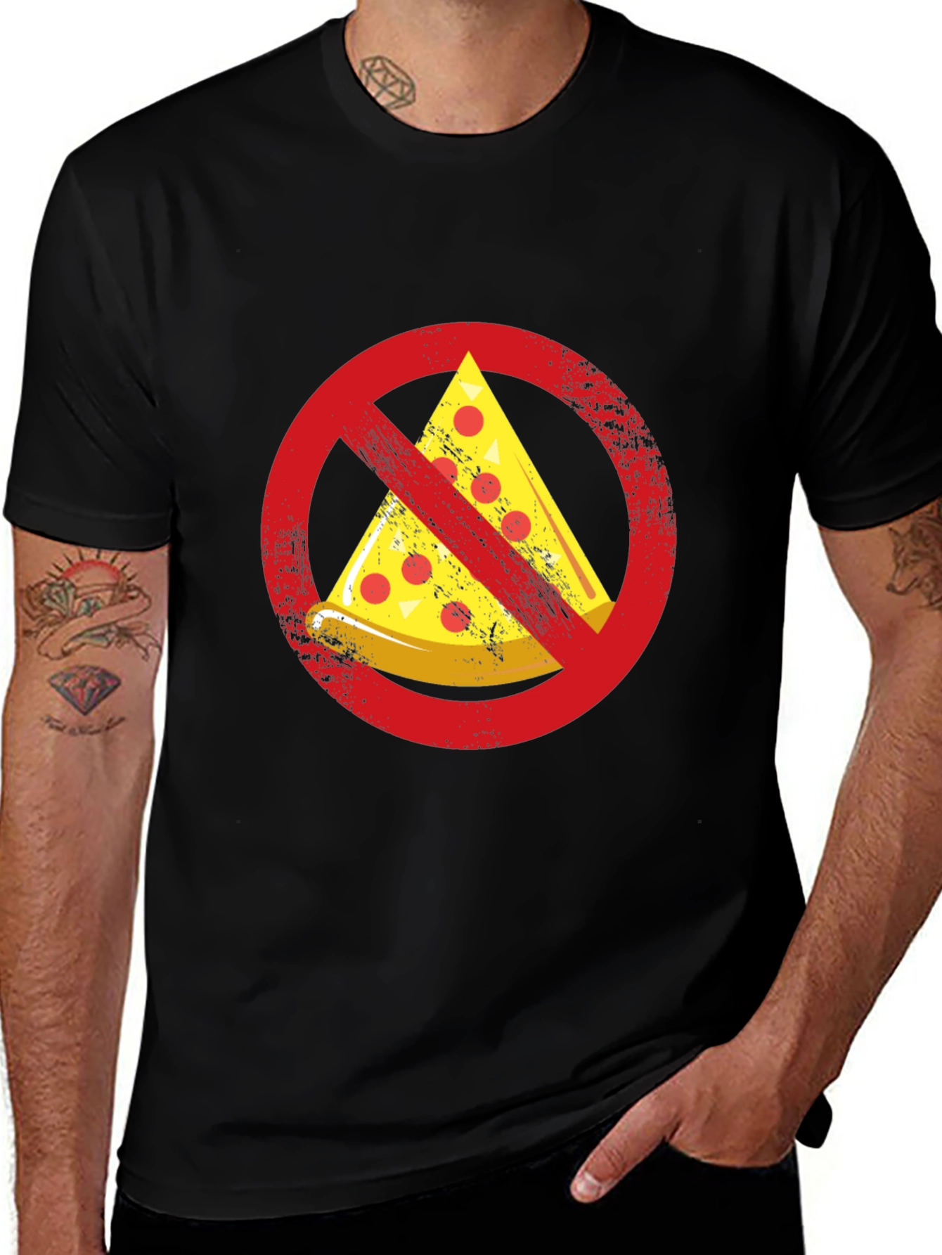 Variant 25 of No Pizza Zone Graphic Tee - Funny Foodie Shirt