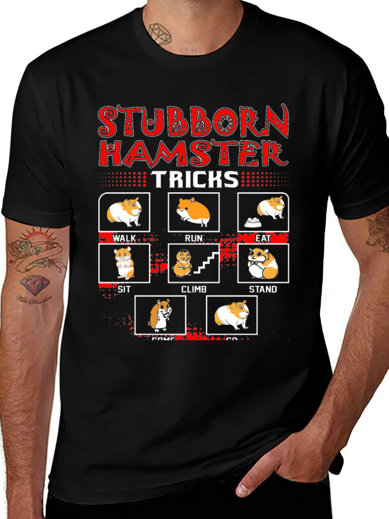 Variant 30 of Stubborn Hamster Tricks T-Shirt, Funny Pet Owner Tee