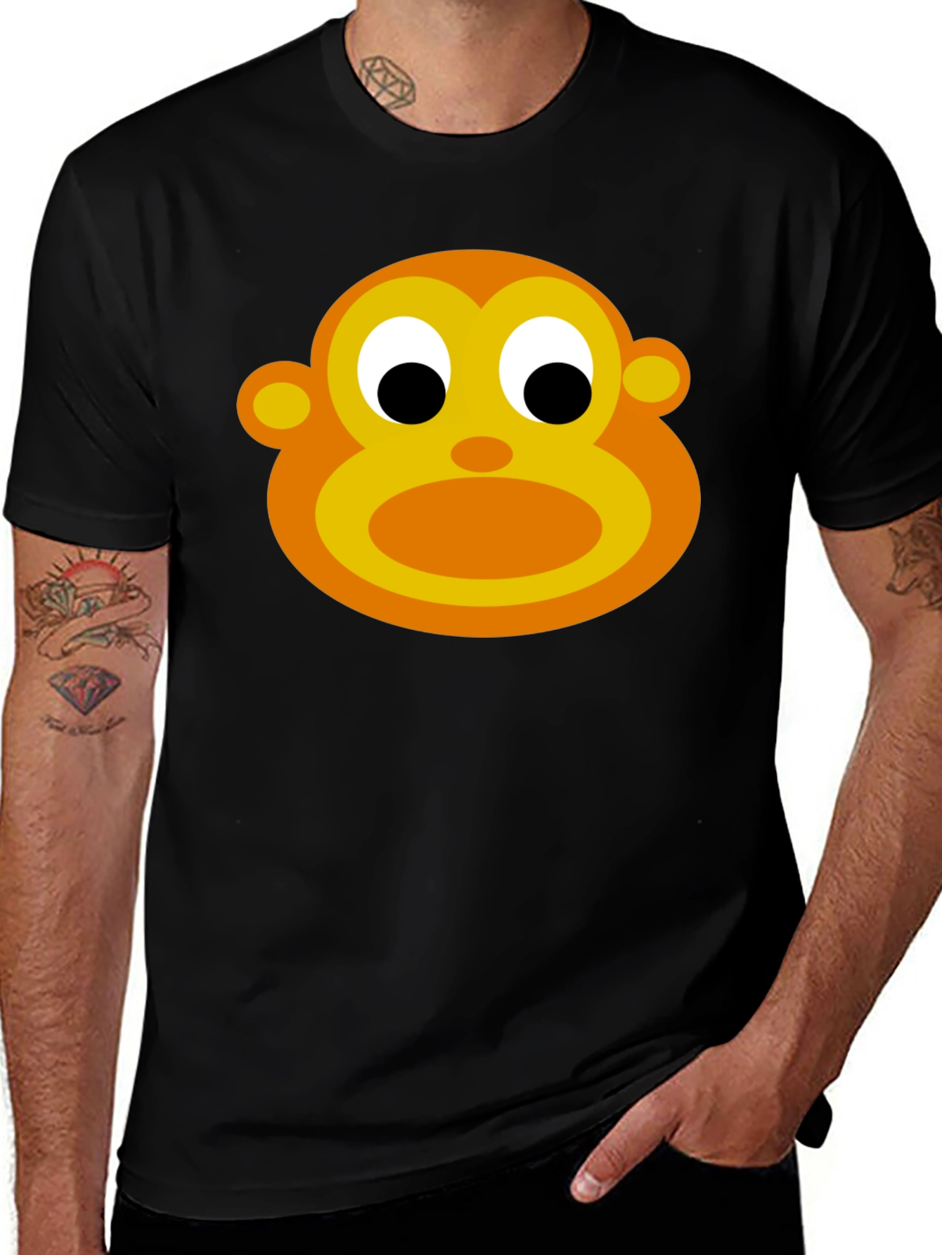 Variant 25 of Monkey Face Graphic Black T-Shirt
