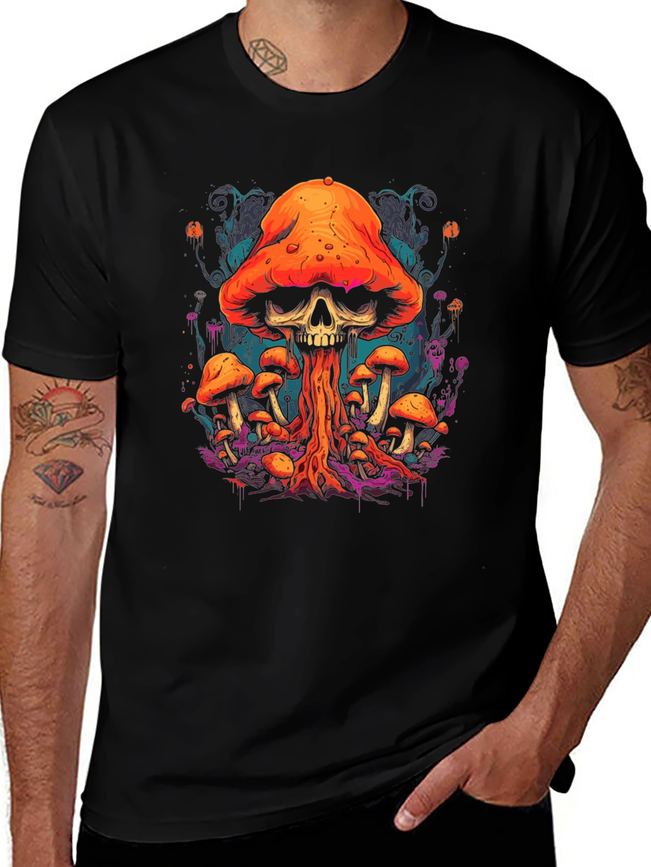 Variant 28 of Mushroom Skull Graphic T-Shirt