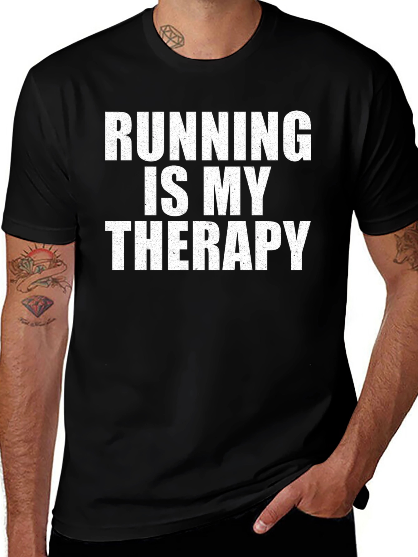 Variant 10 of Running is My Therapy T-Shirt - Black