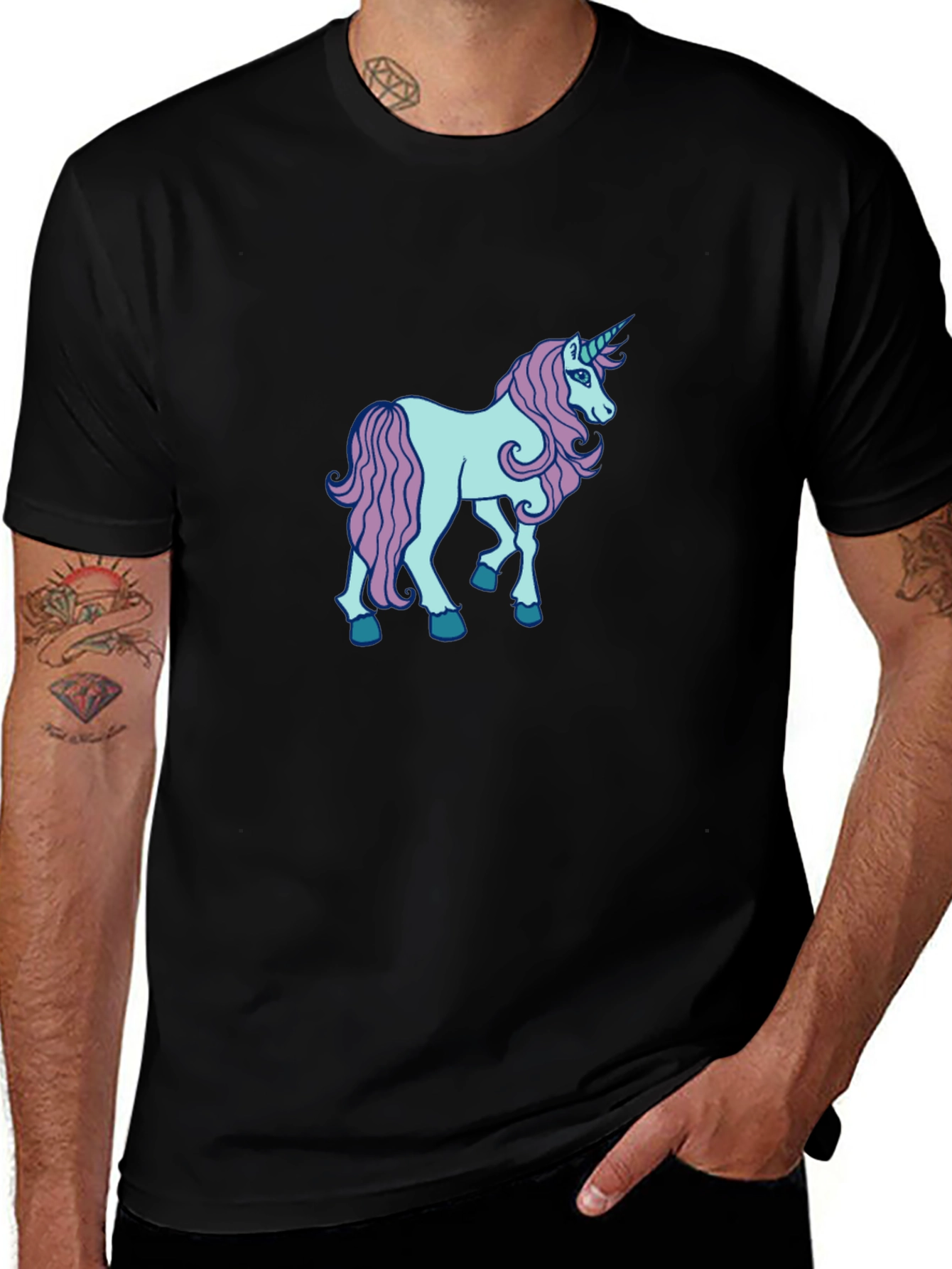 Unicorn Graphic Black T-Shirt