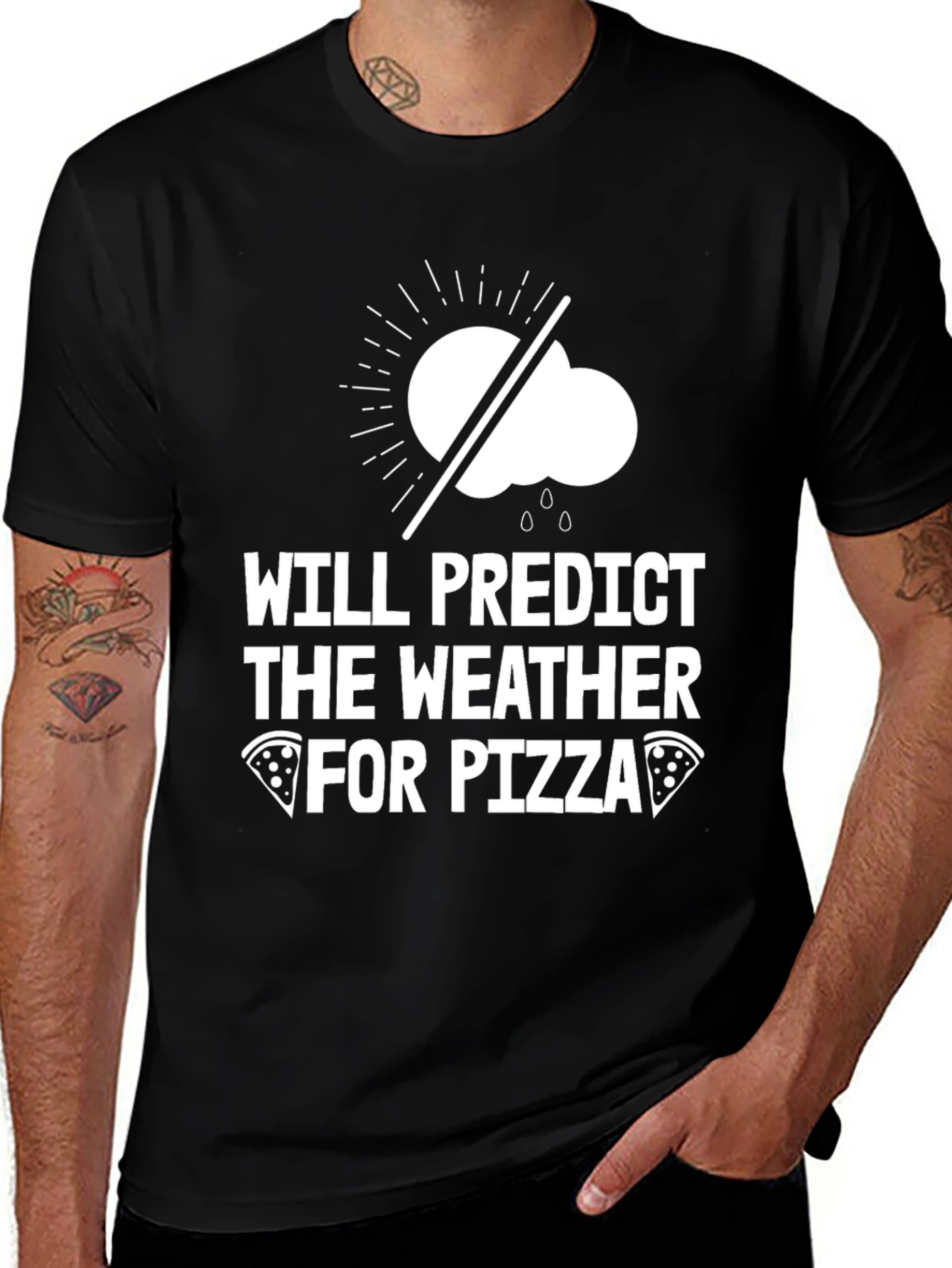 Black Weather Predictor Pizza Lover T-Shirt main image
