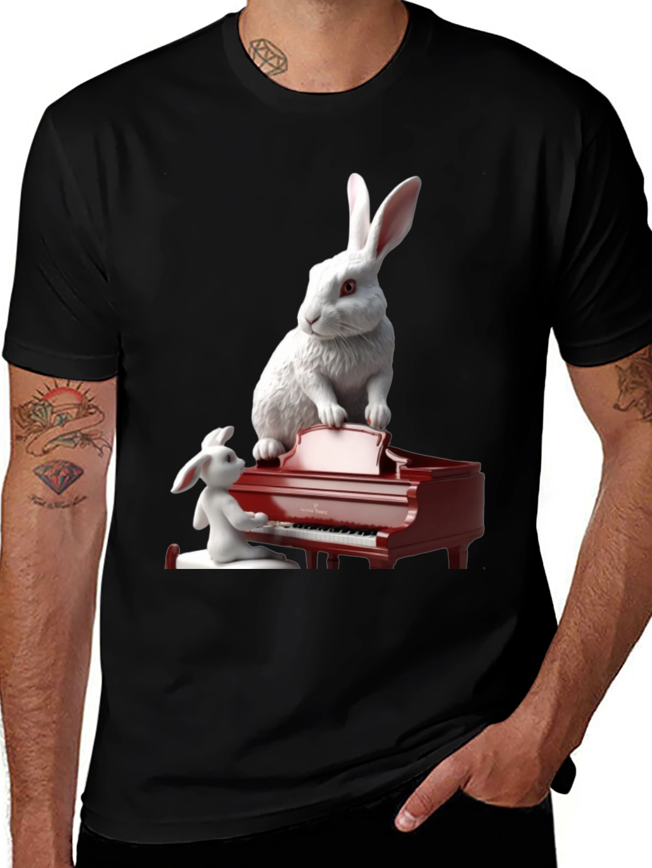 Variant 22 of Rabbit Piano T-Shirt