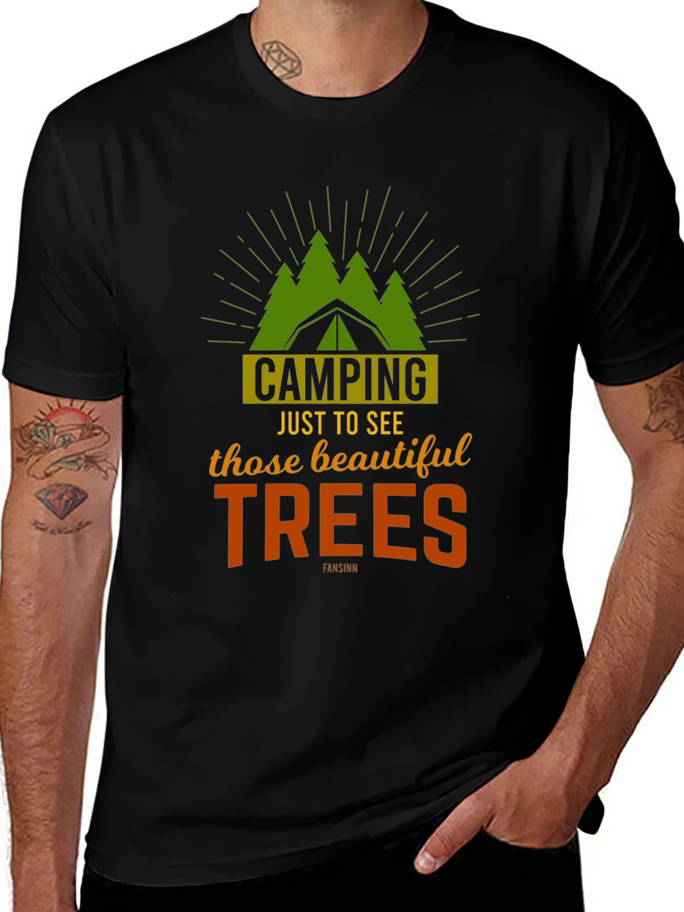 Variant 19 of Camping Trees Graphic Tee - Outdoor Adventure Shirt