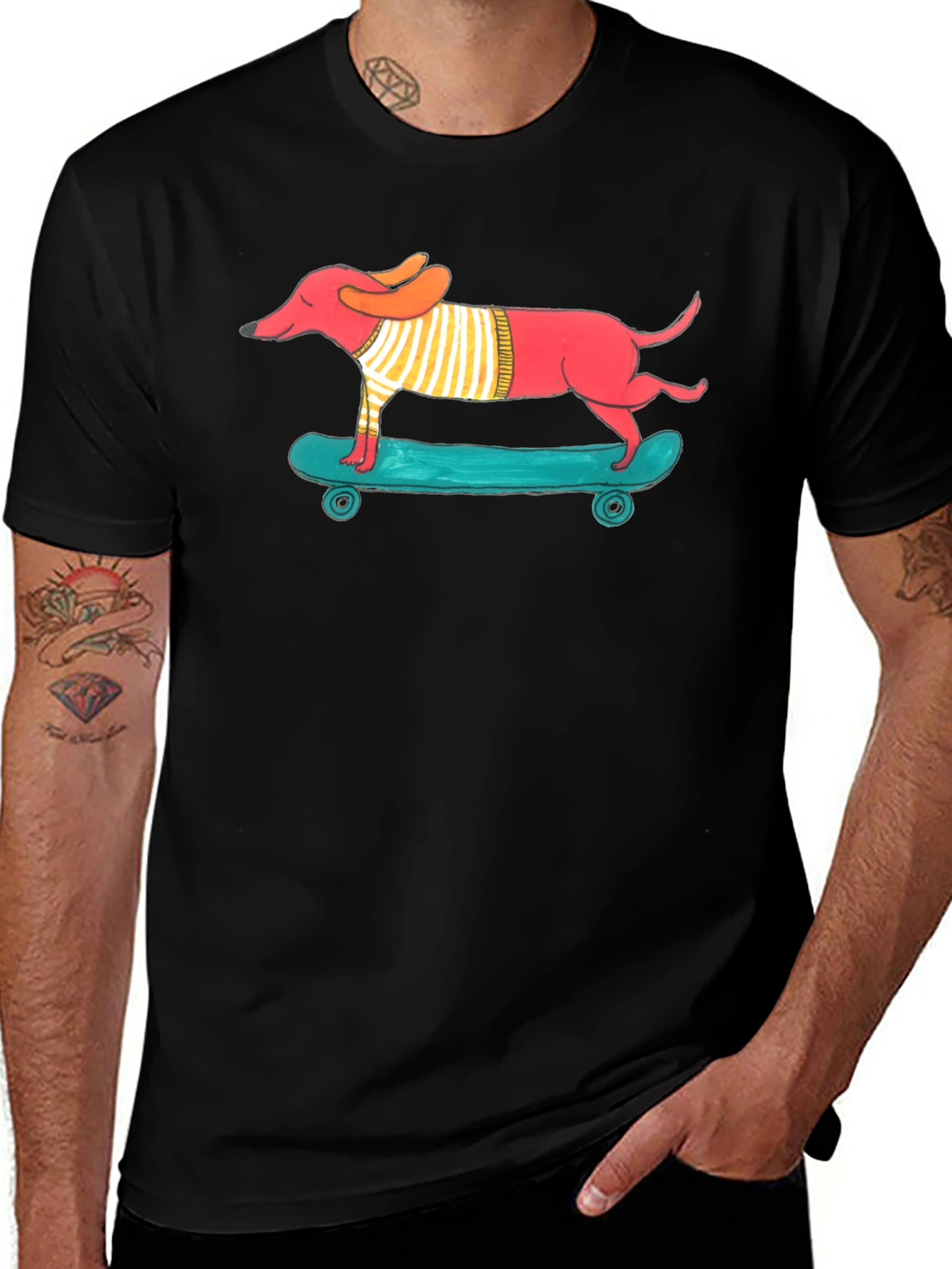 Variant 19 of Dog Skateboard Graphic Tee - Cool Animal T-Shirt