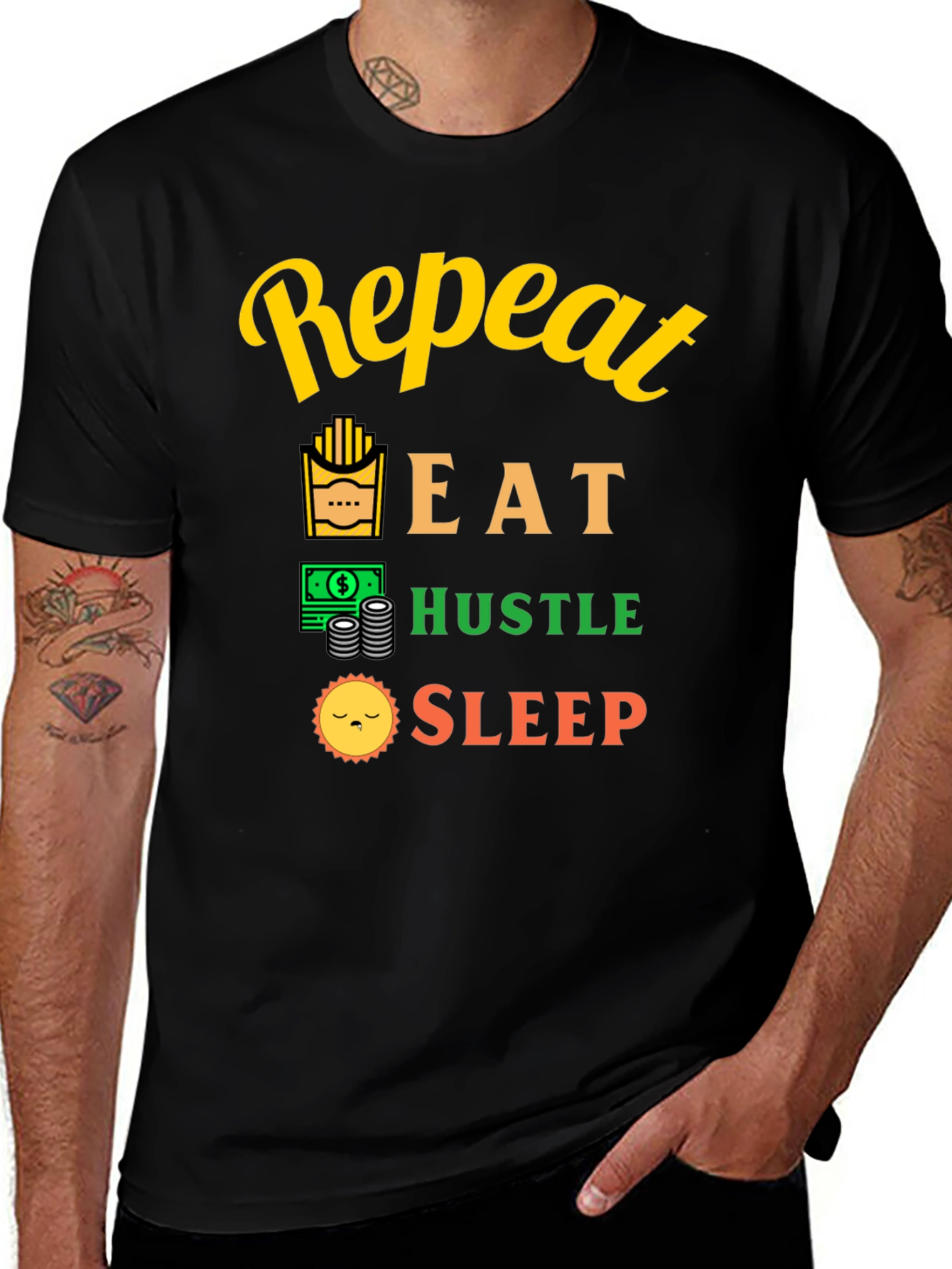 Repeat Eat Hustle Sleep Graphic Tee