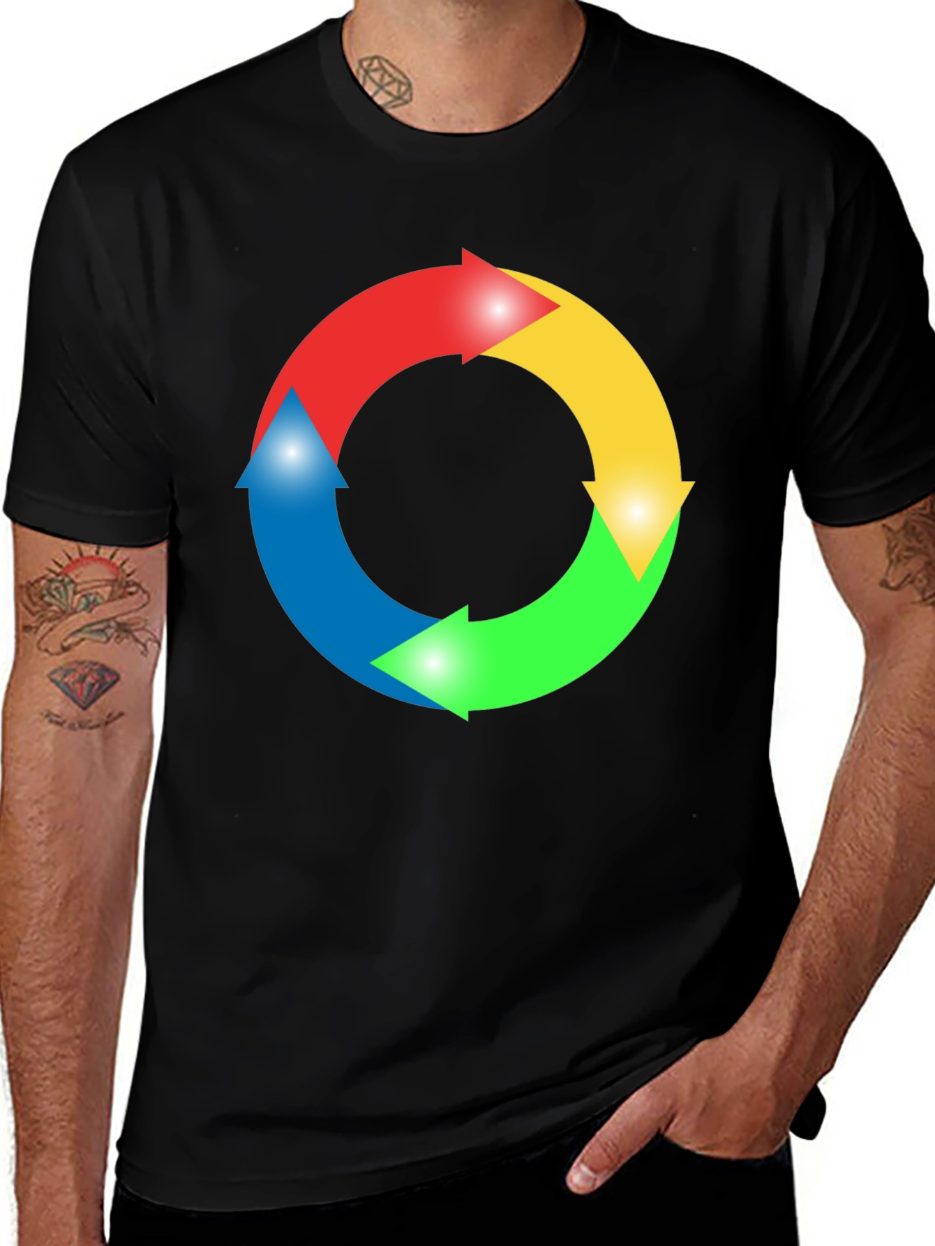 Variant 9 of Circular Arrow Graphic Black T-Shirt