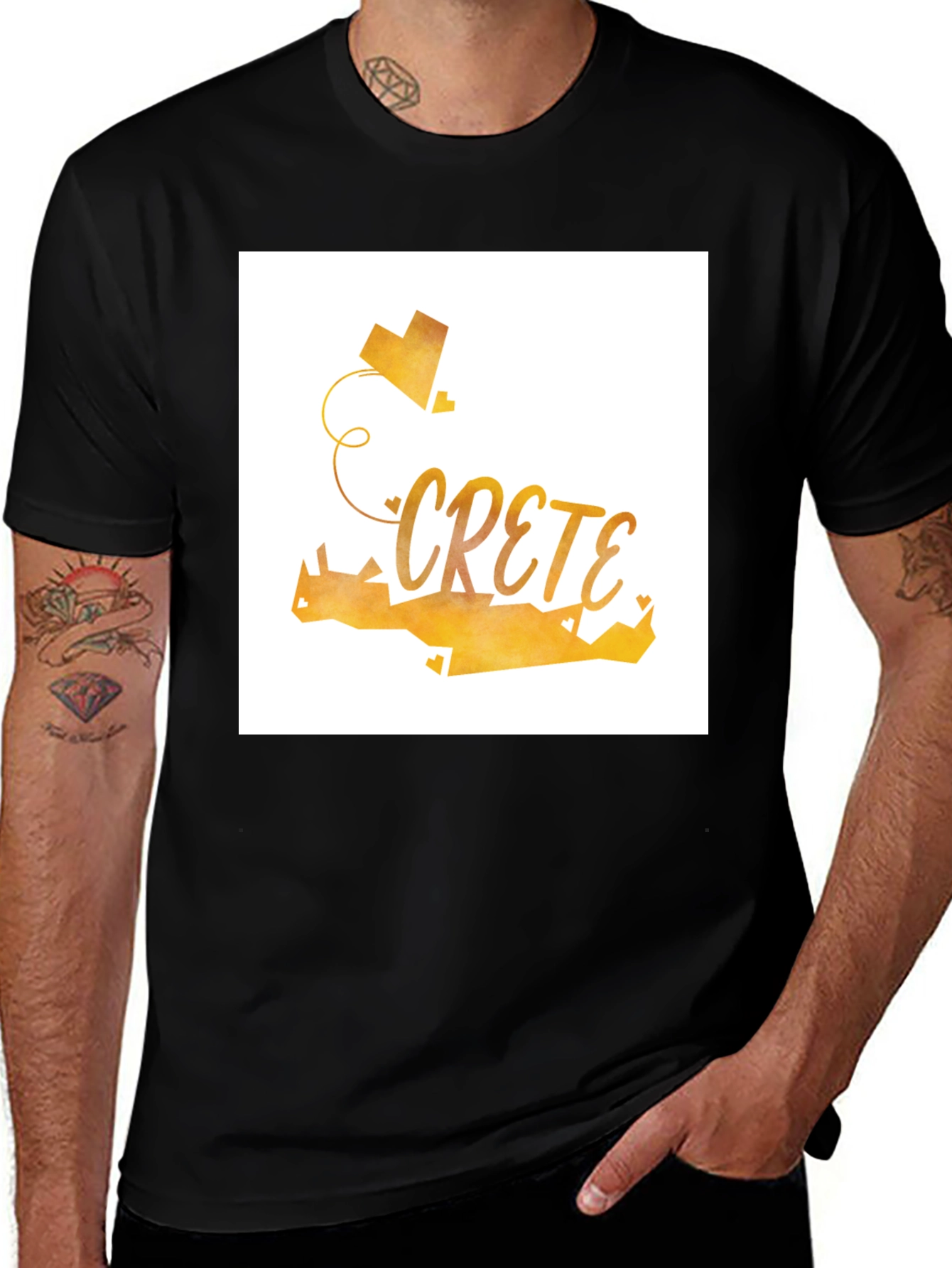 Crete Watercolor Graphic Tee - Black