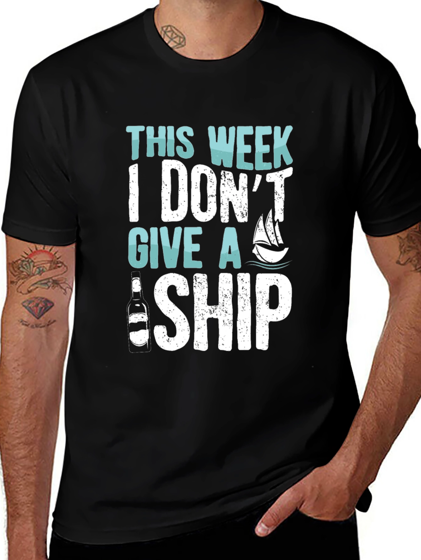 Variant 10 of Humorous "I Don't Give A Ship" Graphic T-Shirt