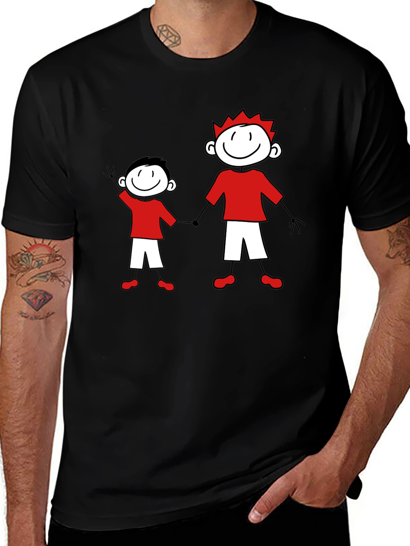 Variant 6 of Dad & Son Stick Figure Black T-Shirt