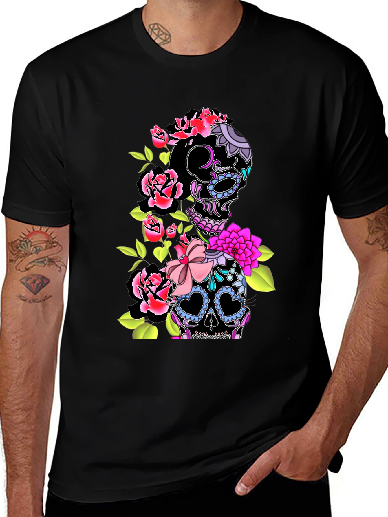 Variant 10 of Floral Sugar Skull Graphic T-Shirt