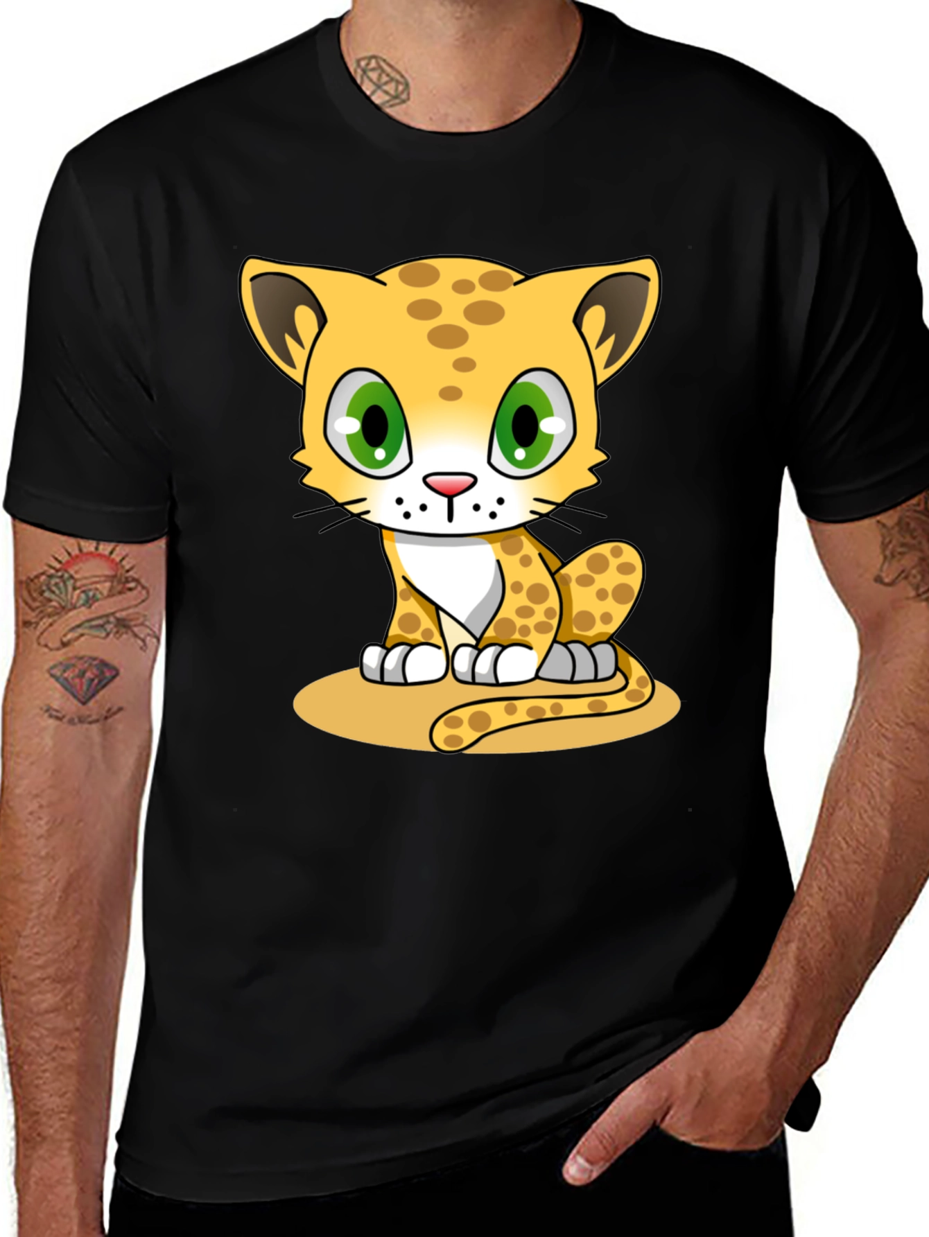 Variant 24 of Cute Leopard Cartoon Black T-Shirt
