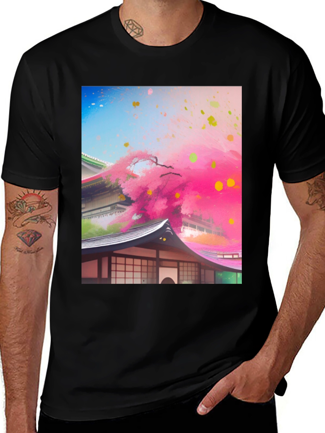 Variant 28 of Japanese Blossom Tee - Artistic Design