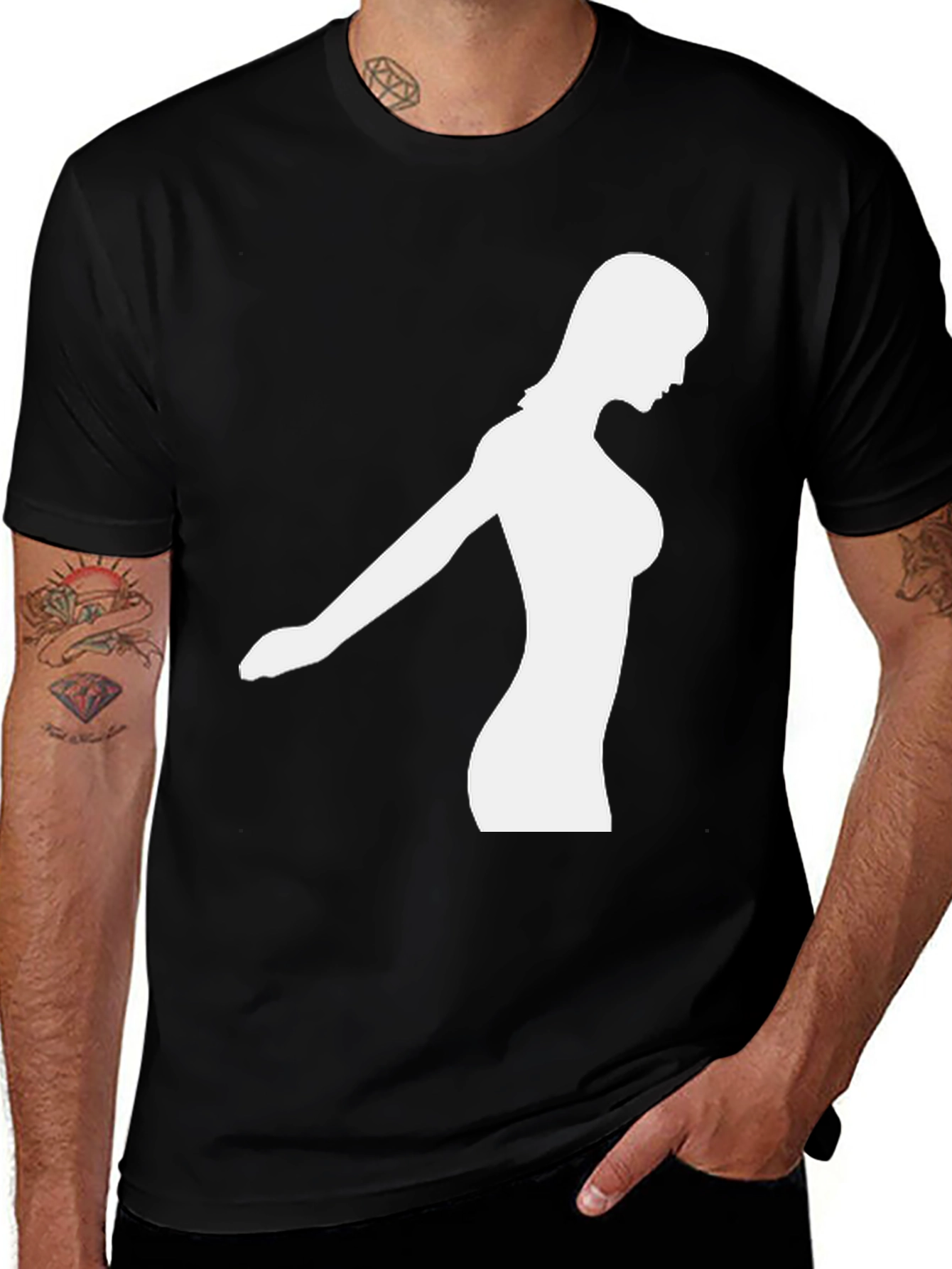 Variant 6 of Silhouette Woman Graphic Black T-Shirt