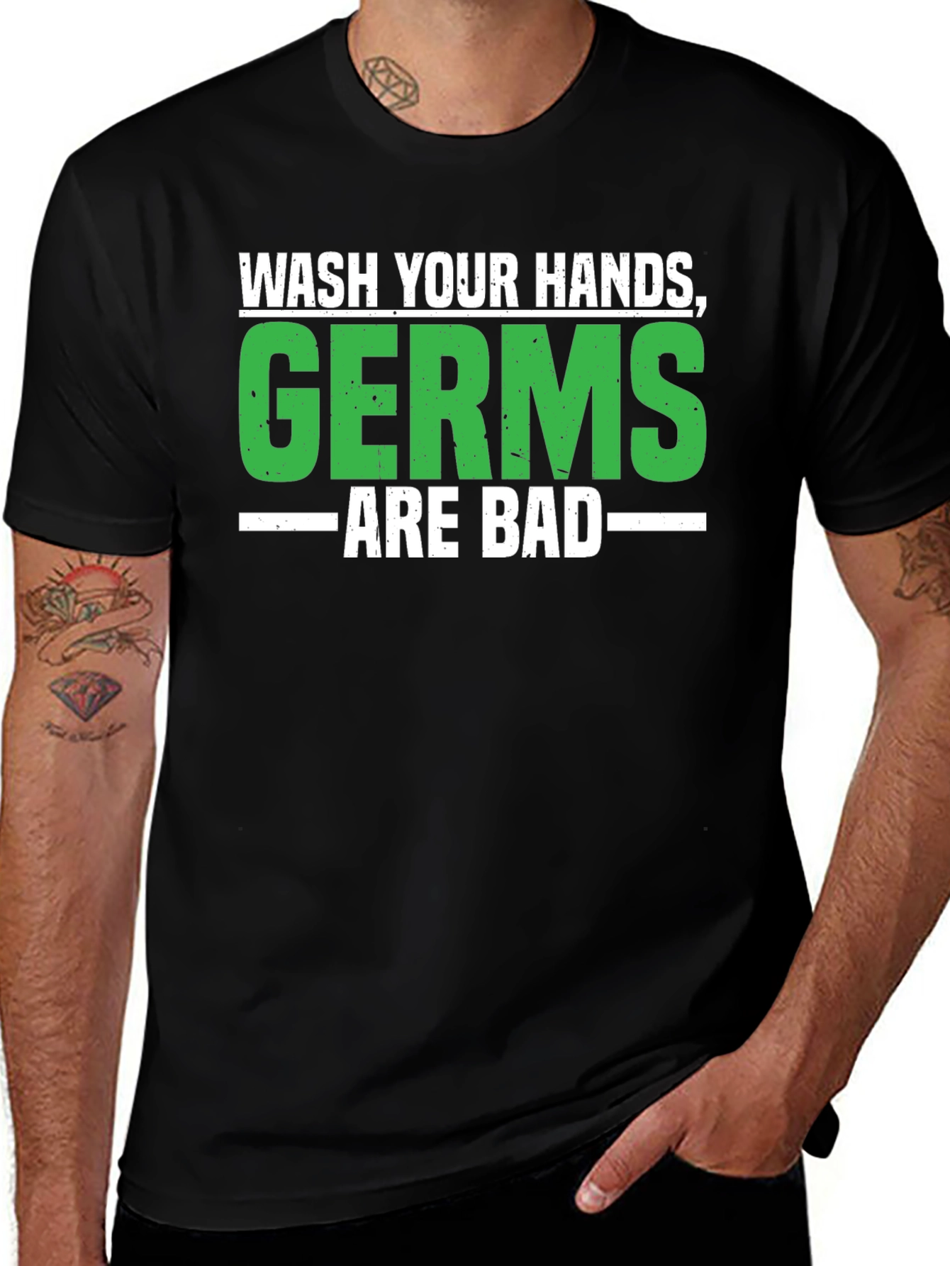 Variant 18 of Wash Your Hands, Germs Are Bad Black T-Shirt