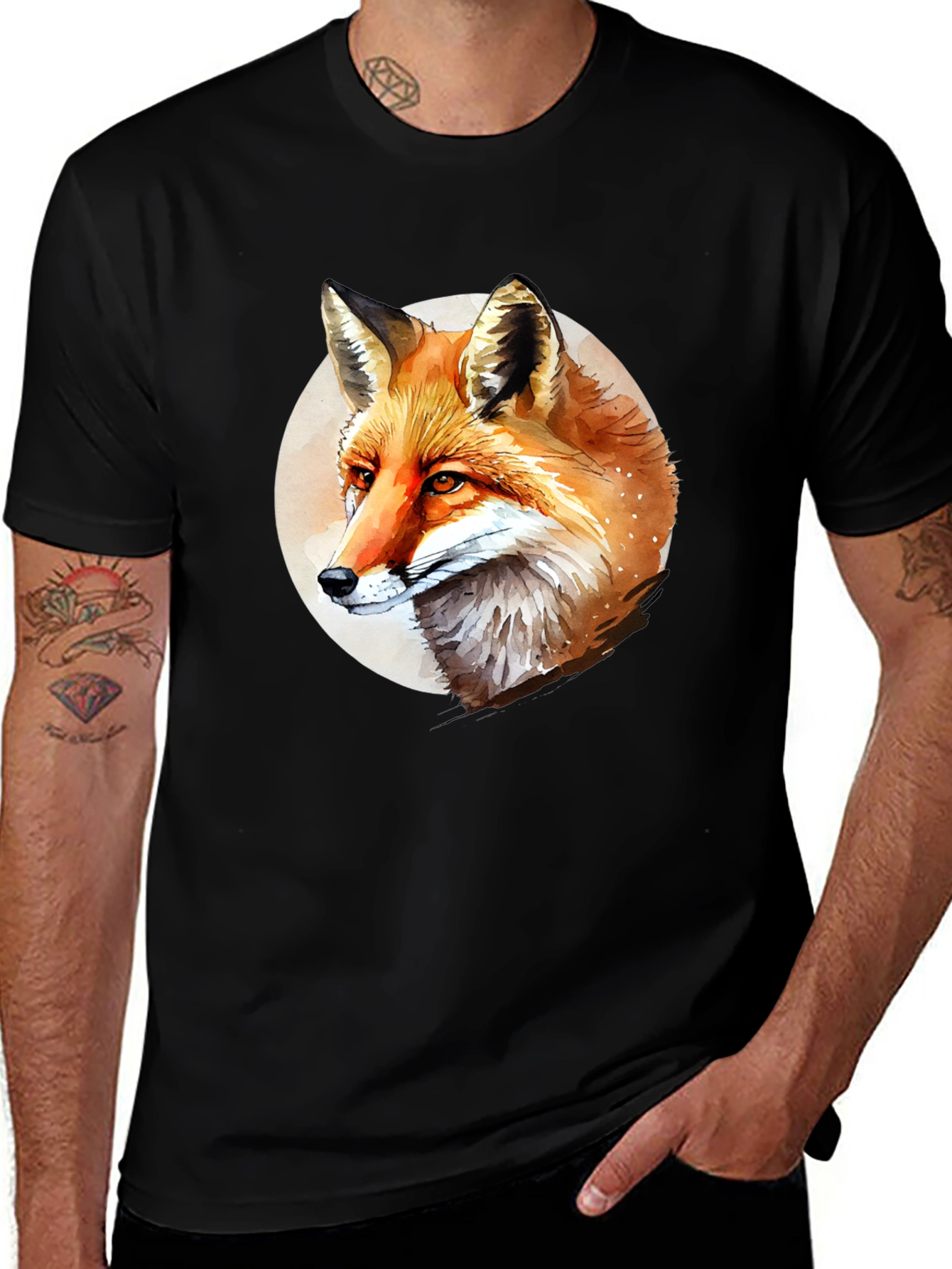 Variant 28 of Fox Graphic Black T-Shirt - Stylish Animal Tee