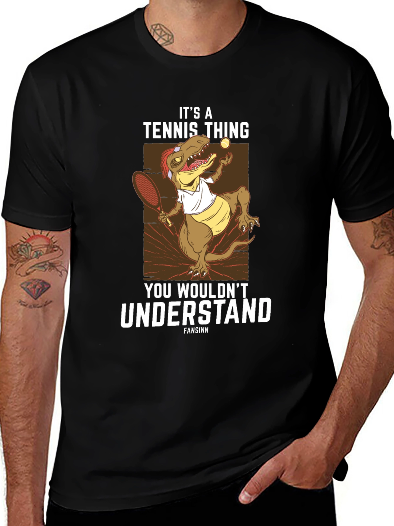 Variant 4 of Tennis Dinosaur Graphic T-Shirt