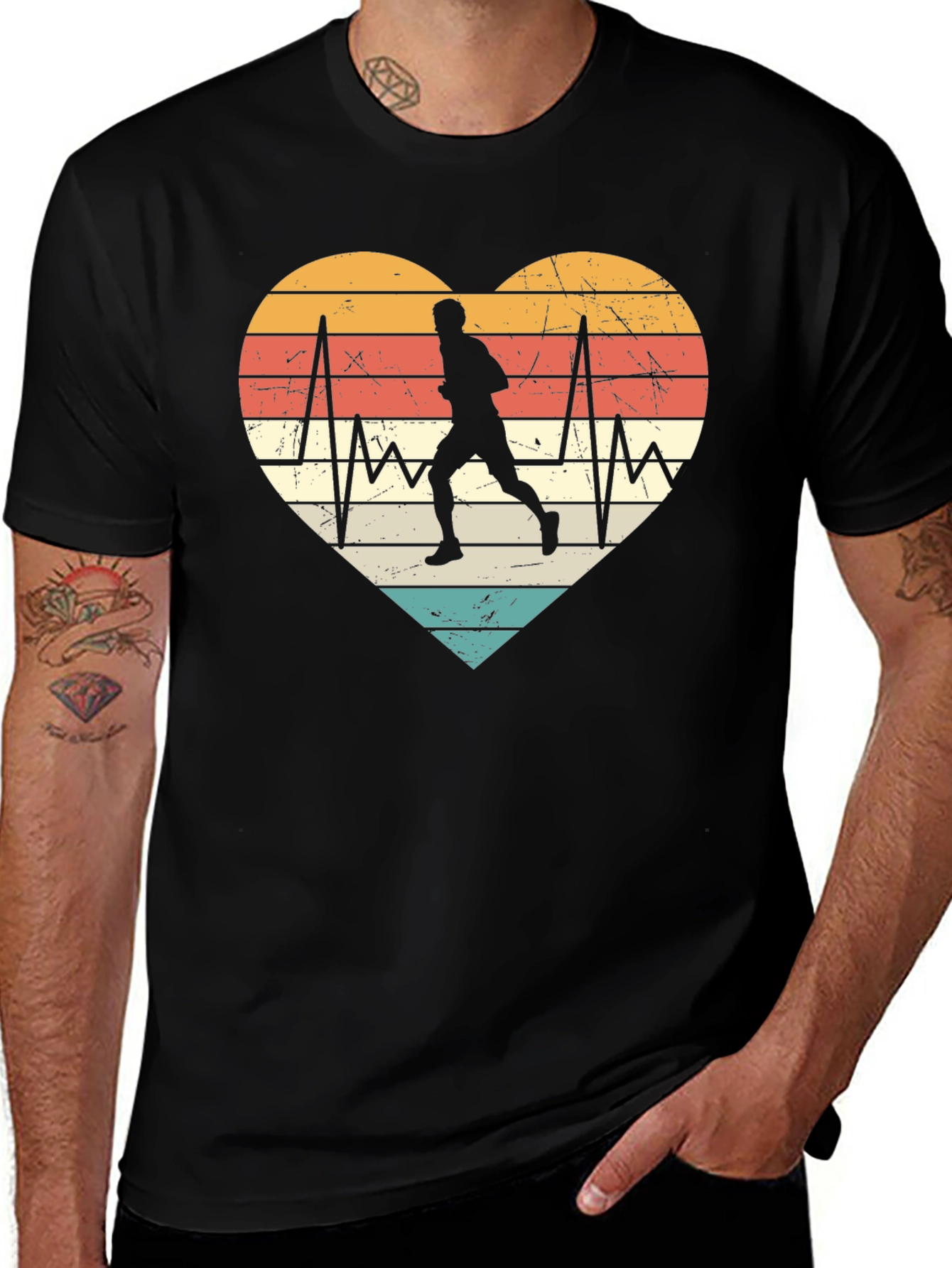 Variant 20 of Runner Heartbeat Graphic Tee - Fitness Lover's T-Shirt