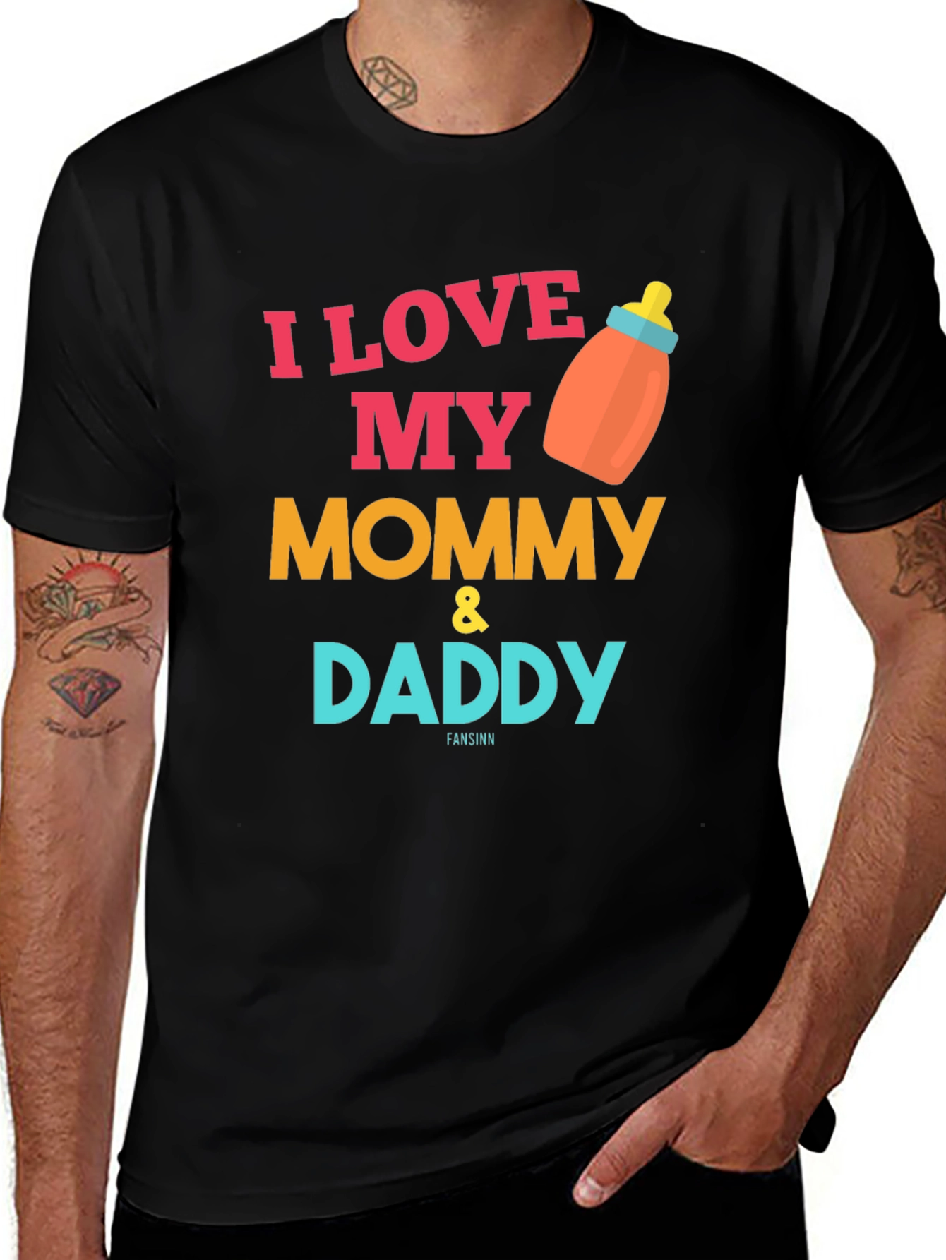 I Love My Mommy & Daddy Baby Bottle T-Shirt