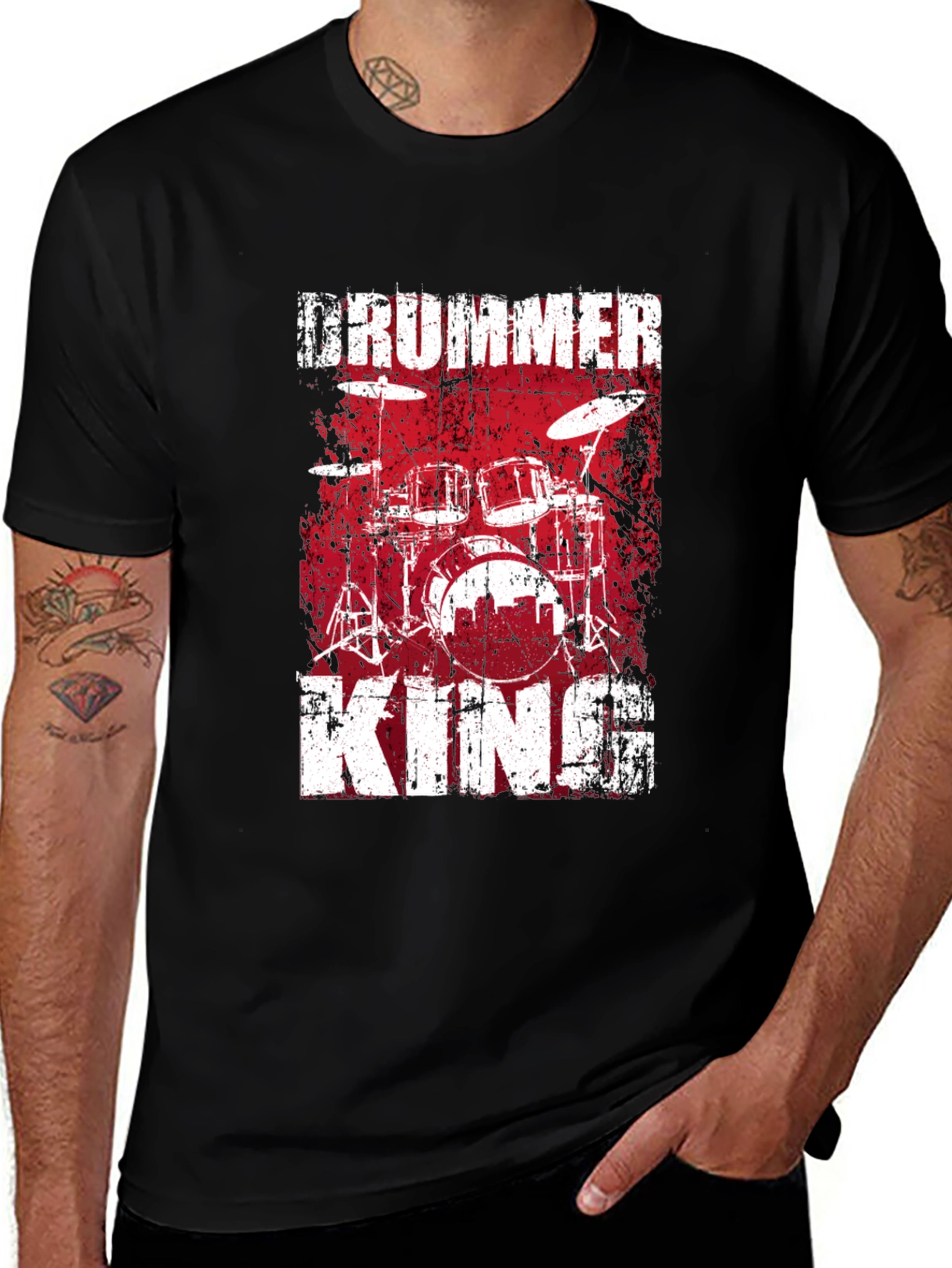 Variant 28 of Drummer King Graphic T-Shirt - Music Lover Tee
