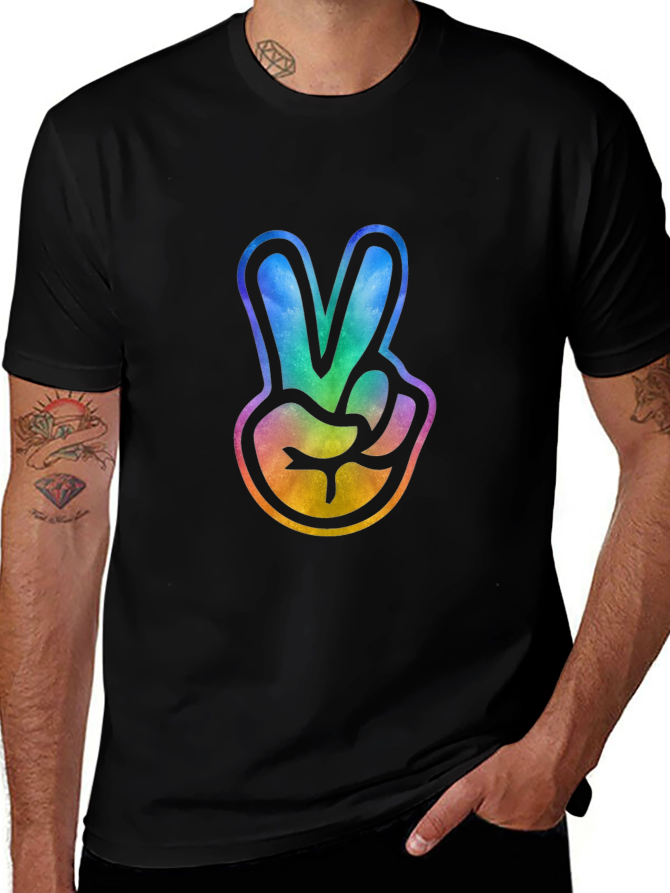 Variant 10 of Peace Sign Tie-Dye Graphic Tee - Trendy Casual