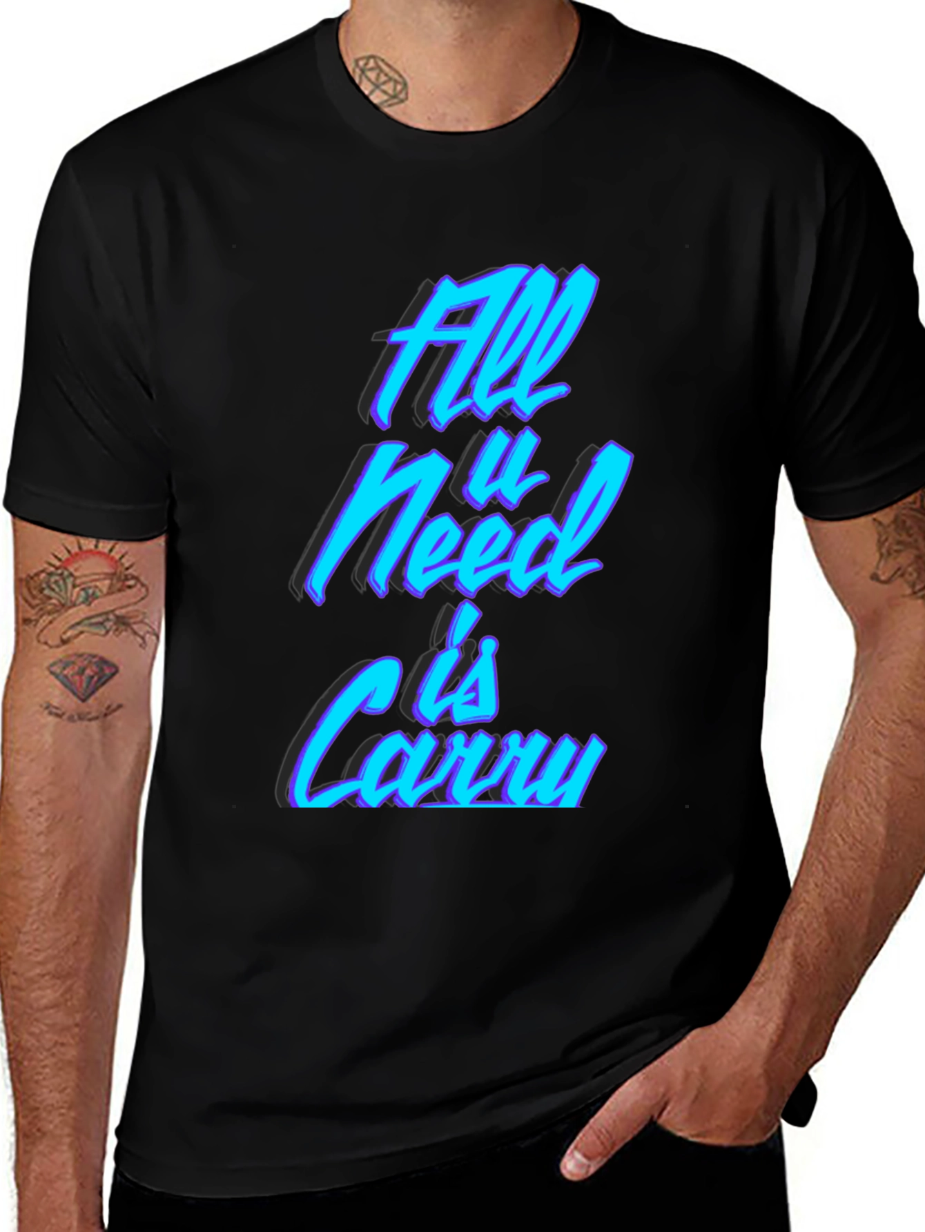 Variant 9 of All U Need is Carry T-Shirt - Black Casual Tee