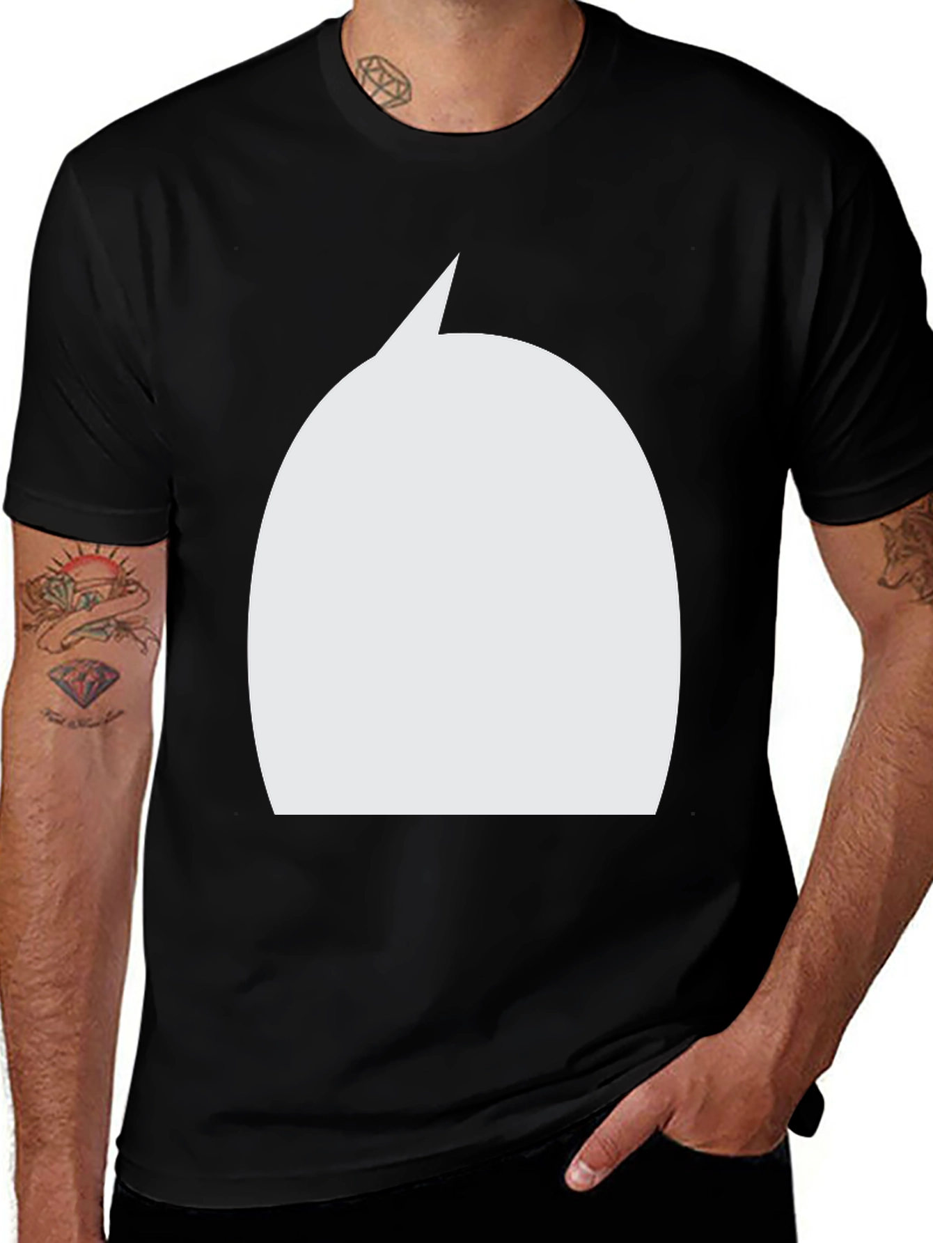 Variant 29 of Black T-Shirt with Speech Bubble Design