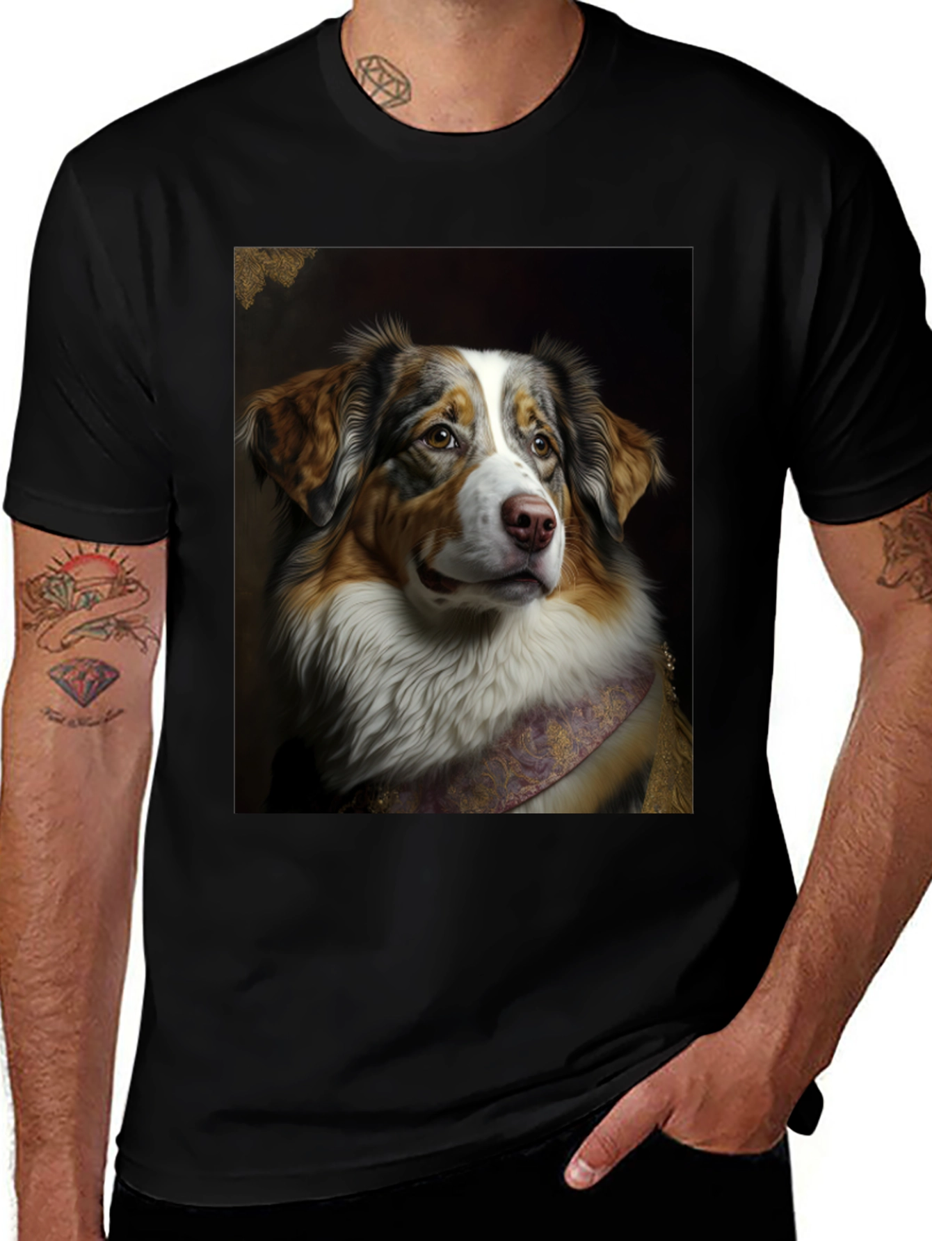 Variant 9 of Dog Portrait Black T-Shirt, Unique Style