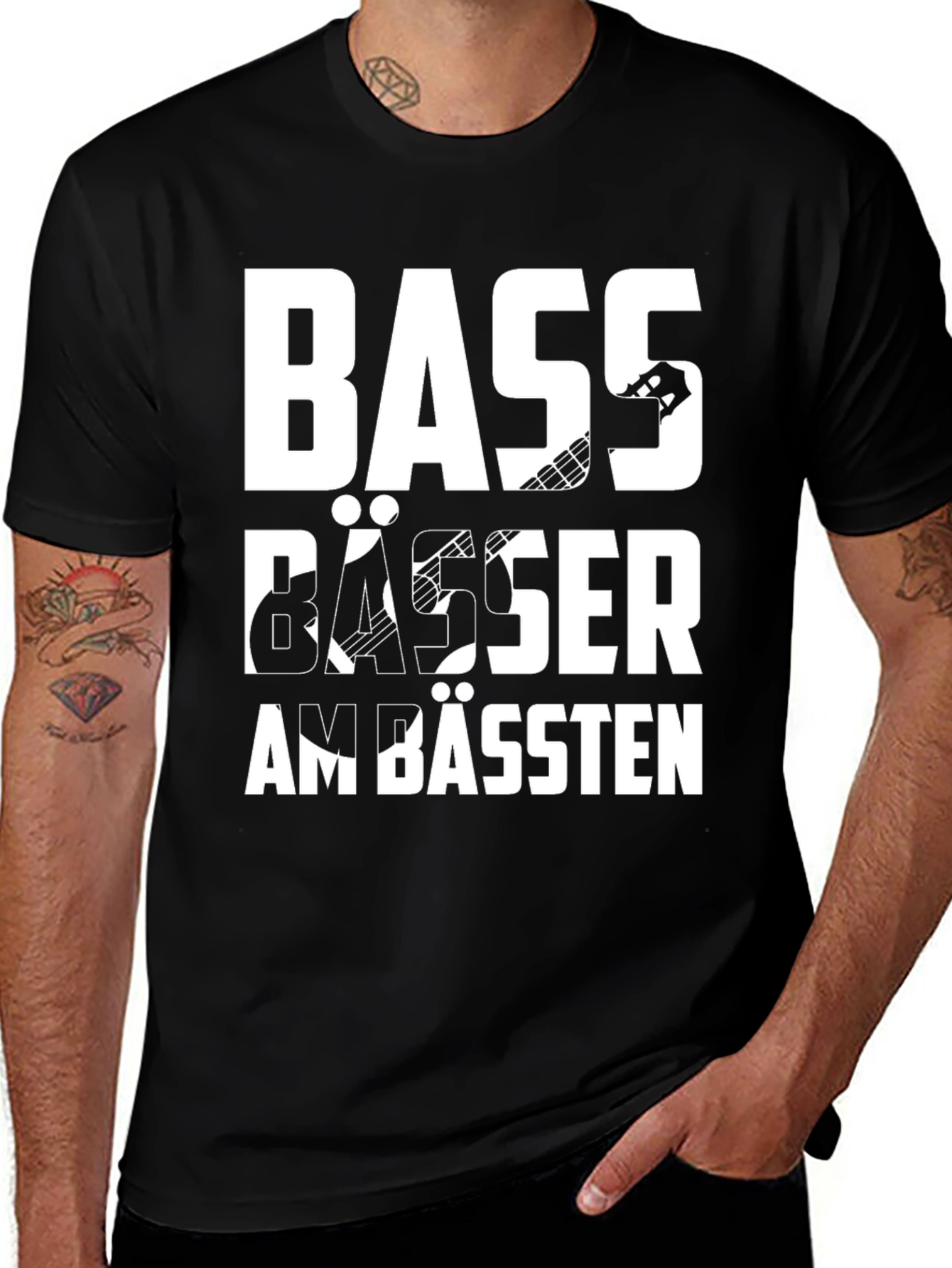 Variant 19 of Bass Guitar T-Shirt - Bässer Am Bässten Graphic Tee