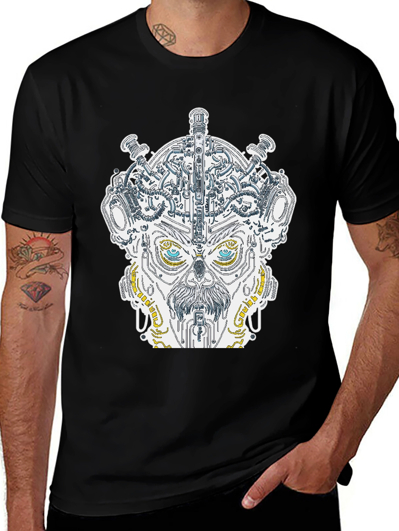 Variant 2 of Steampunk Robot Head Graphic Tee
