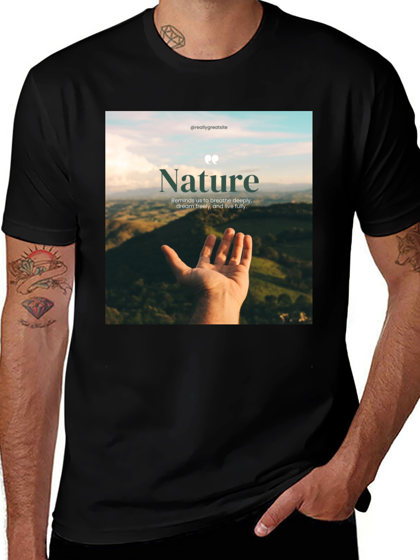 Variant 27 of Nature Inspired Graphic Tee - Breath Deeply