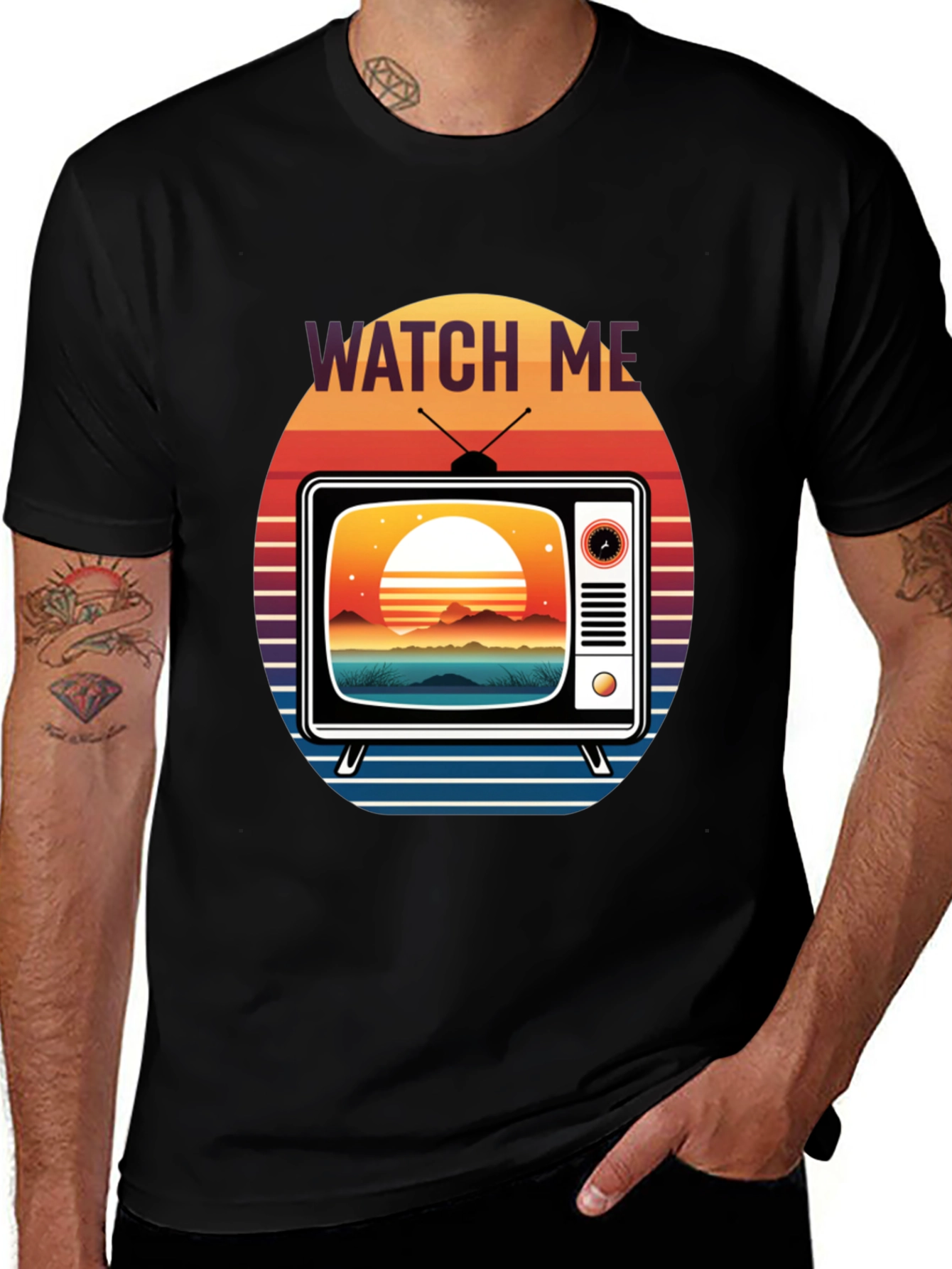 Variant 17 of Retro TV Sunset Graphic Tee