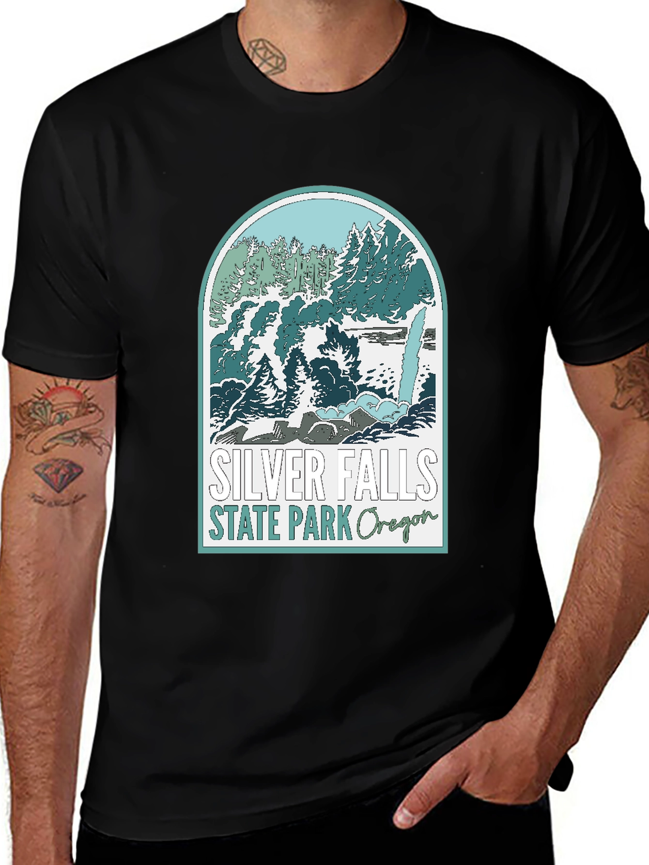 Silver Falls State Park Oregon Black T-Shirt