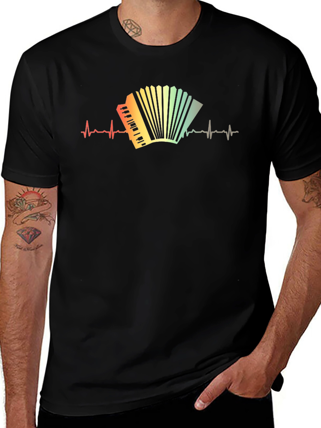 Variant 16 of Accordion Heartbeat Graphic T-Shirt - Musician Tee