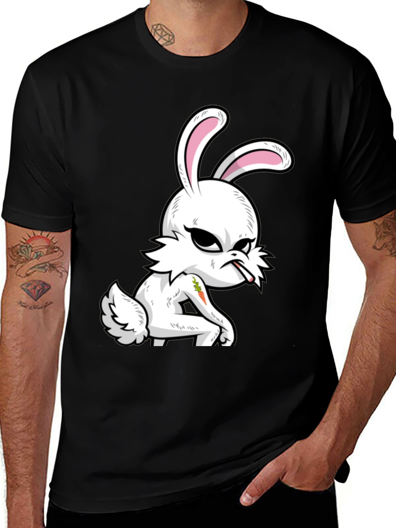 Variant 4 of Grumpy Bunny T-Shirt - Edgy Cartoon Rabbit Tee