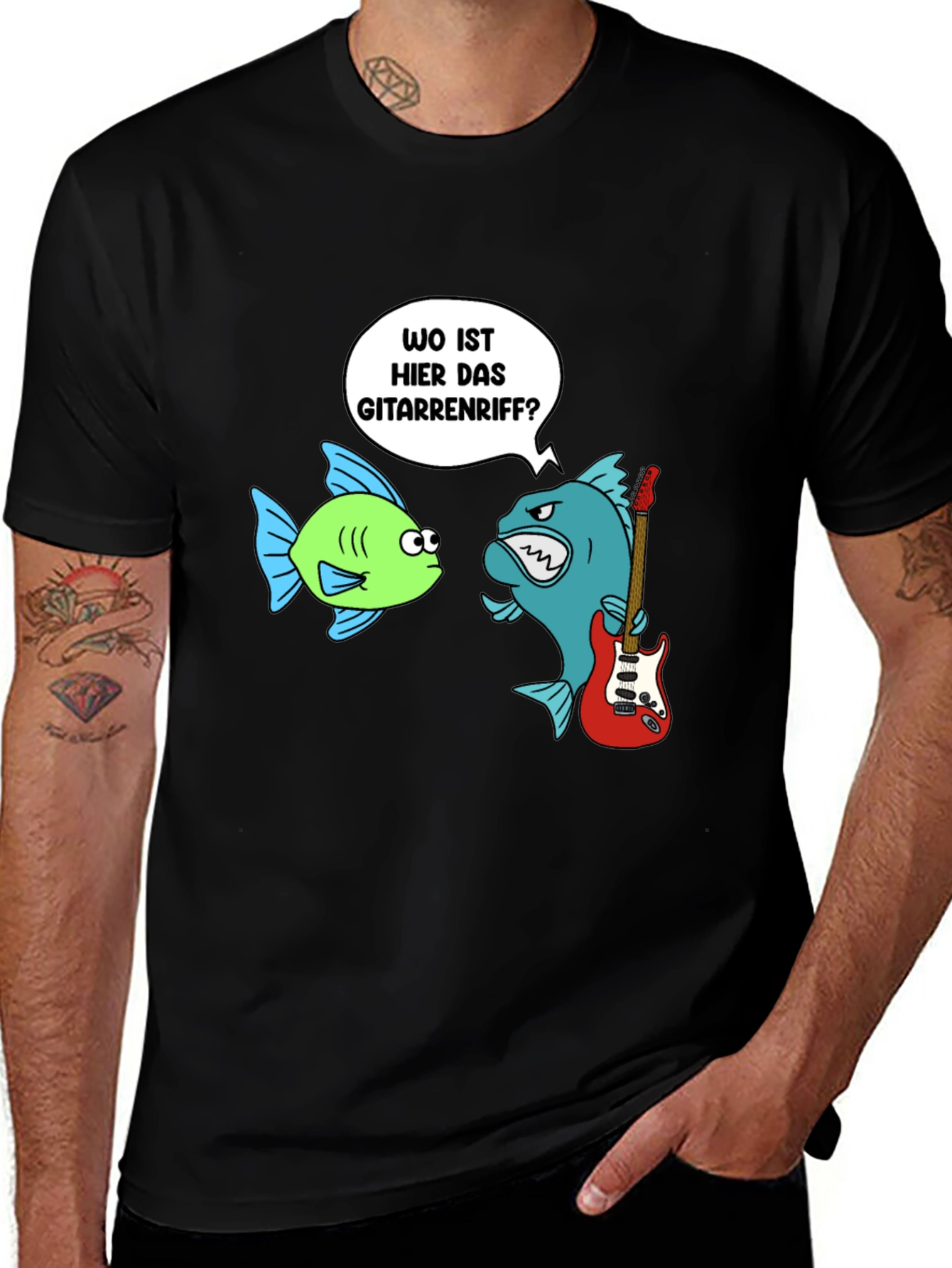 Variant 17 of Funny Fish Guitar Riff Graphic Tee