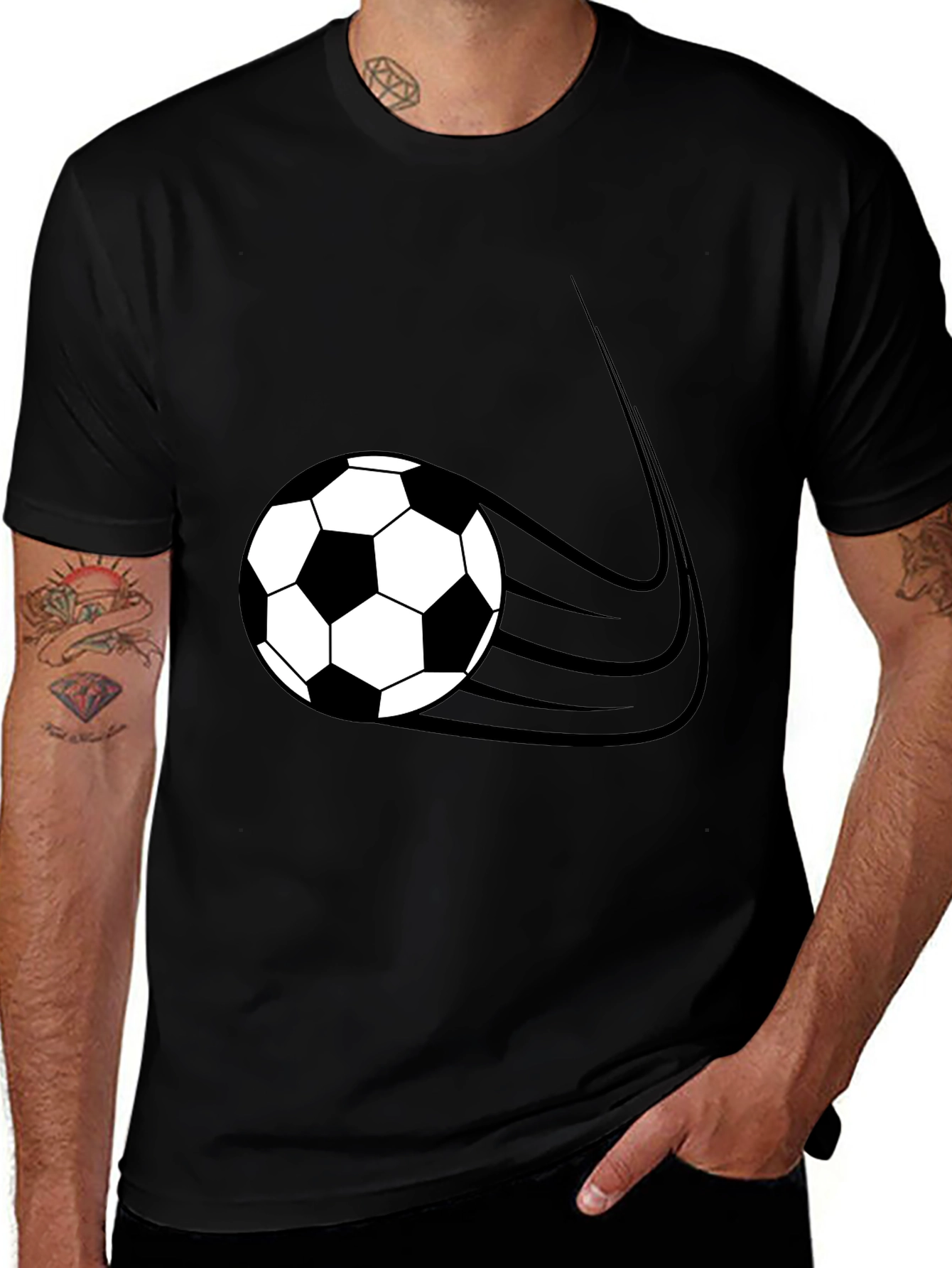 Variant 7 of Black Soccer Ball Graphic T-Shirt