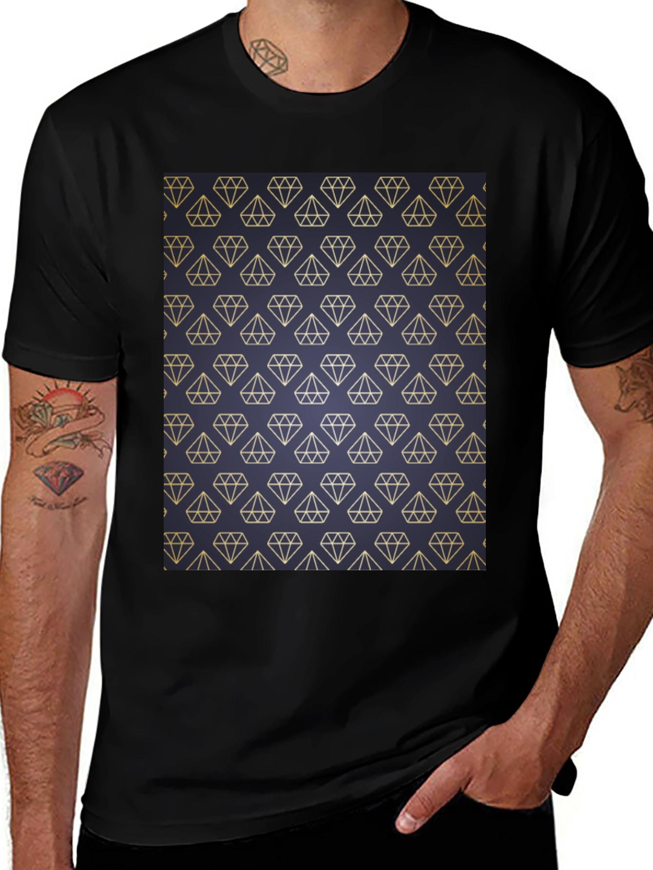 Variant 20 of Diamond Pattern Black T-Shirt