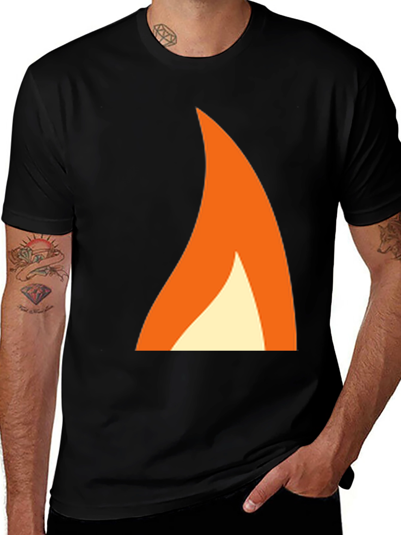 Variant 12 of Flame Graphic Black T-Shirt Casual Wear