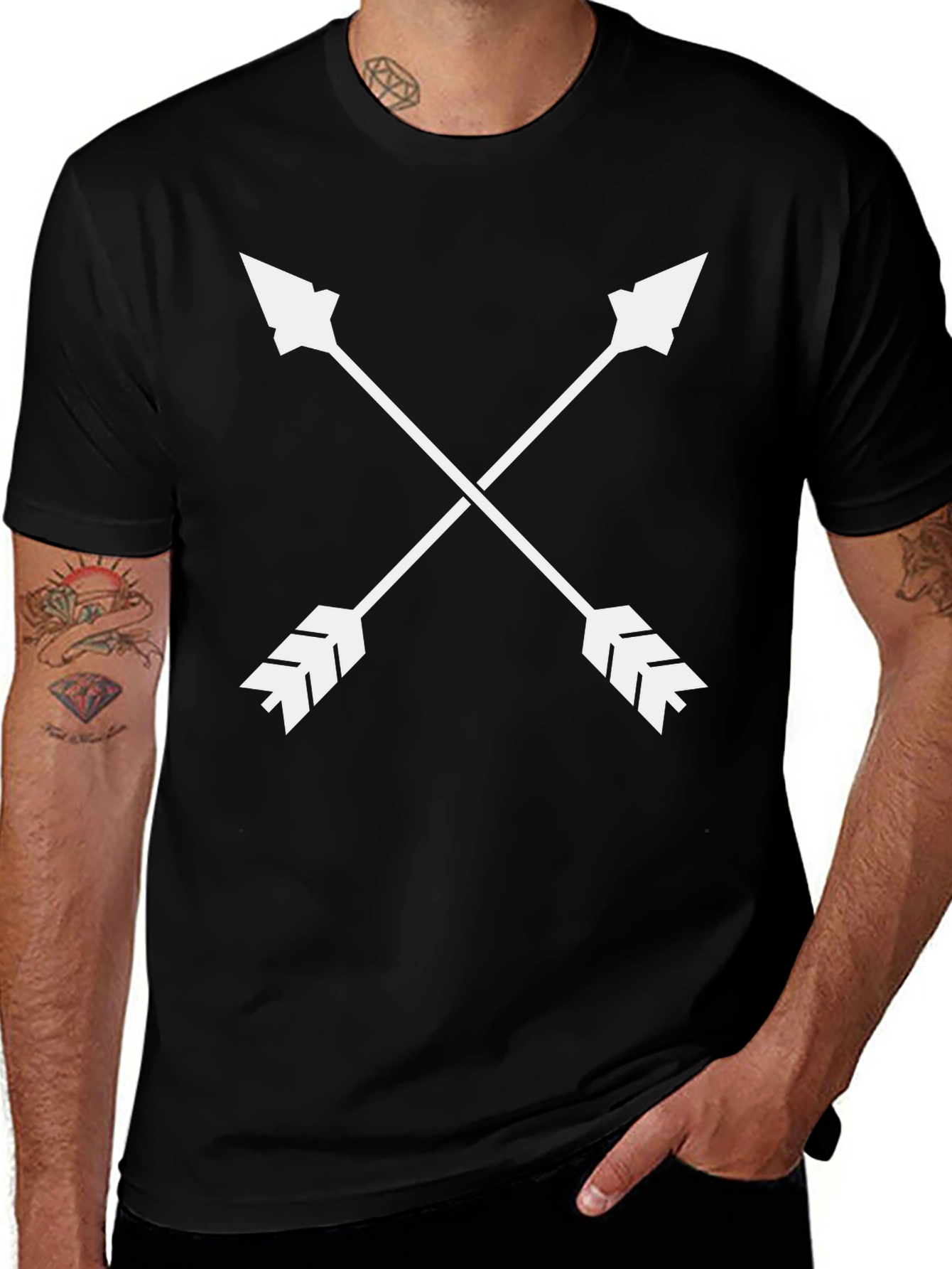 Crossed Arrows Graphic Tee - Stylish Black T-Shirt