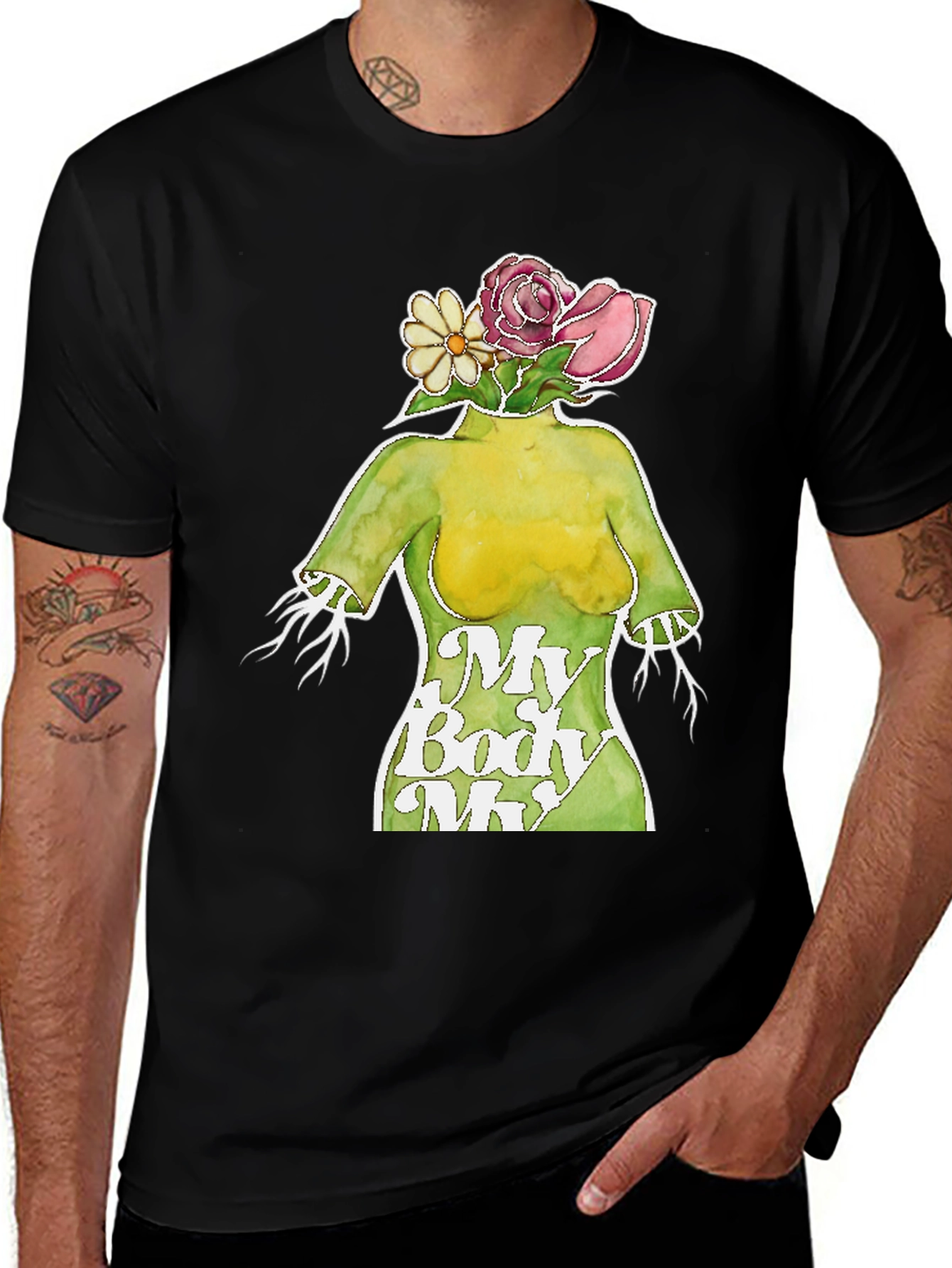 Variant 30 of My Body My Choice Floral Women's Rights T-Shirt