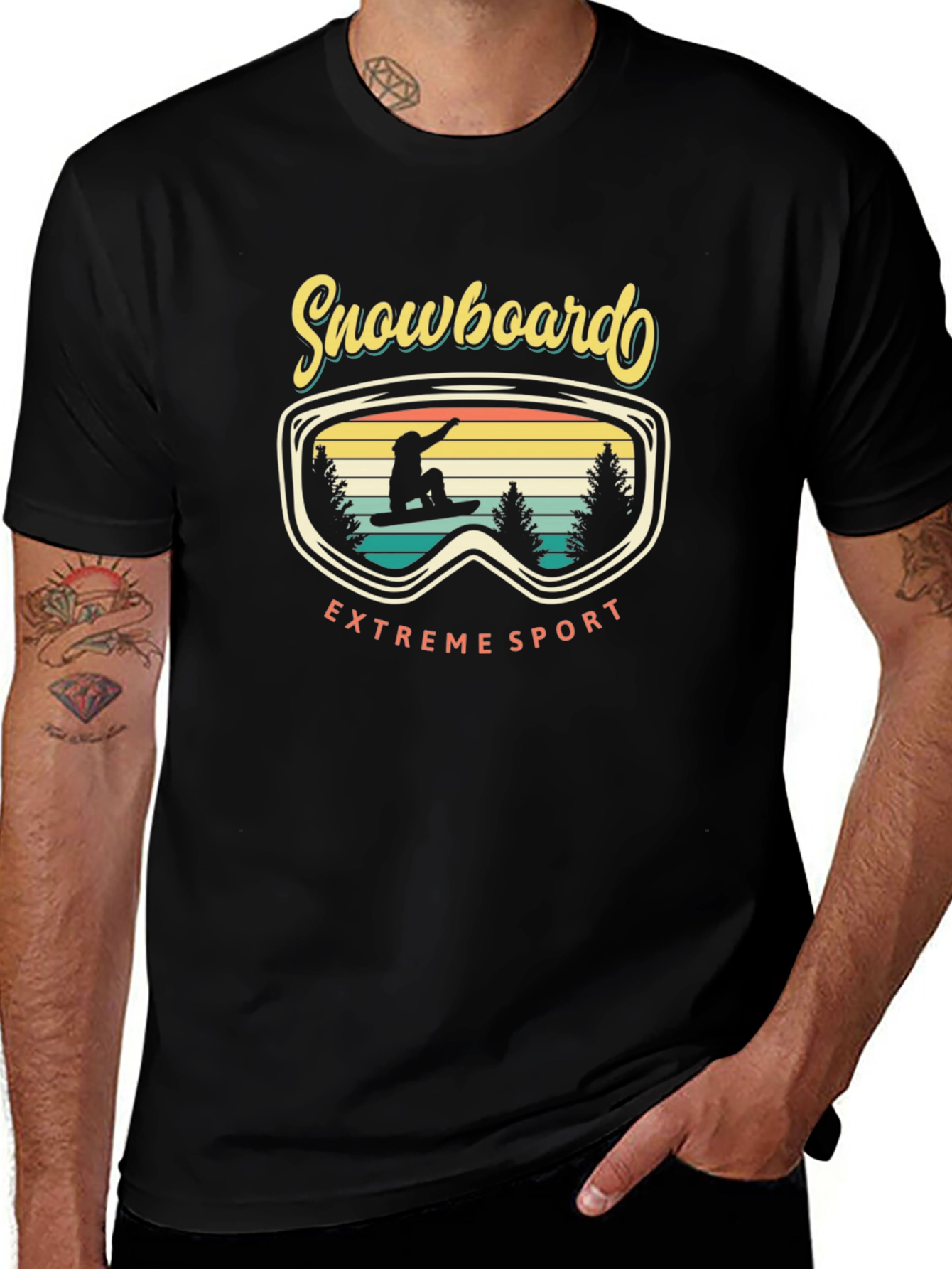 Variant 9 of Snowboard Extreme Sport Graphic Tee - Retro Style