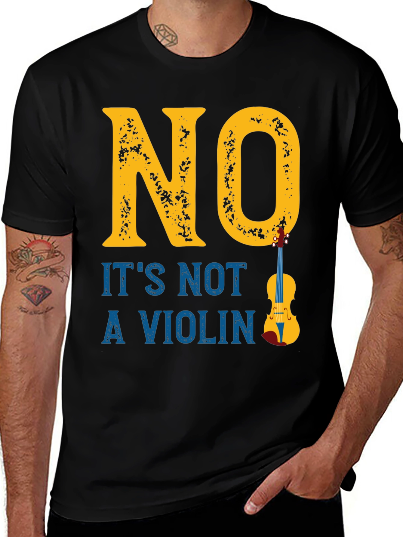 Variant 12 of Funny "Not a Violin" T-Shirt Banjo Player Tee